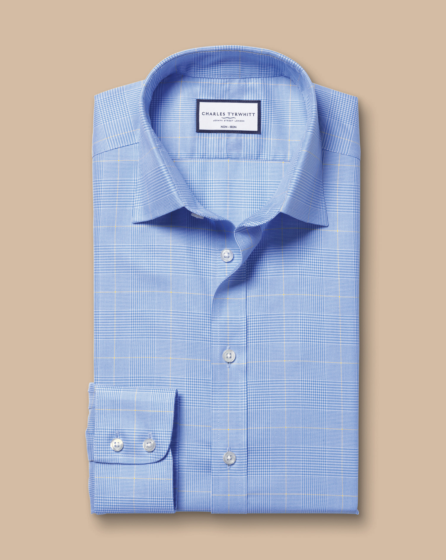 Non-Iron Prince of Wales Check Shirt - Ocean Blue