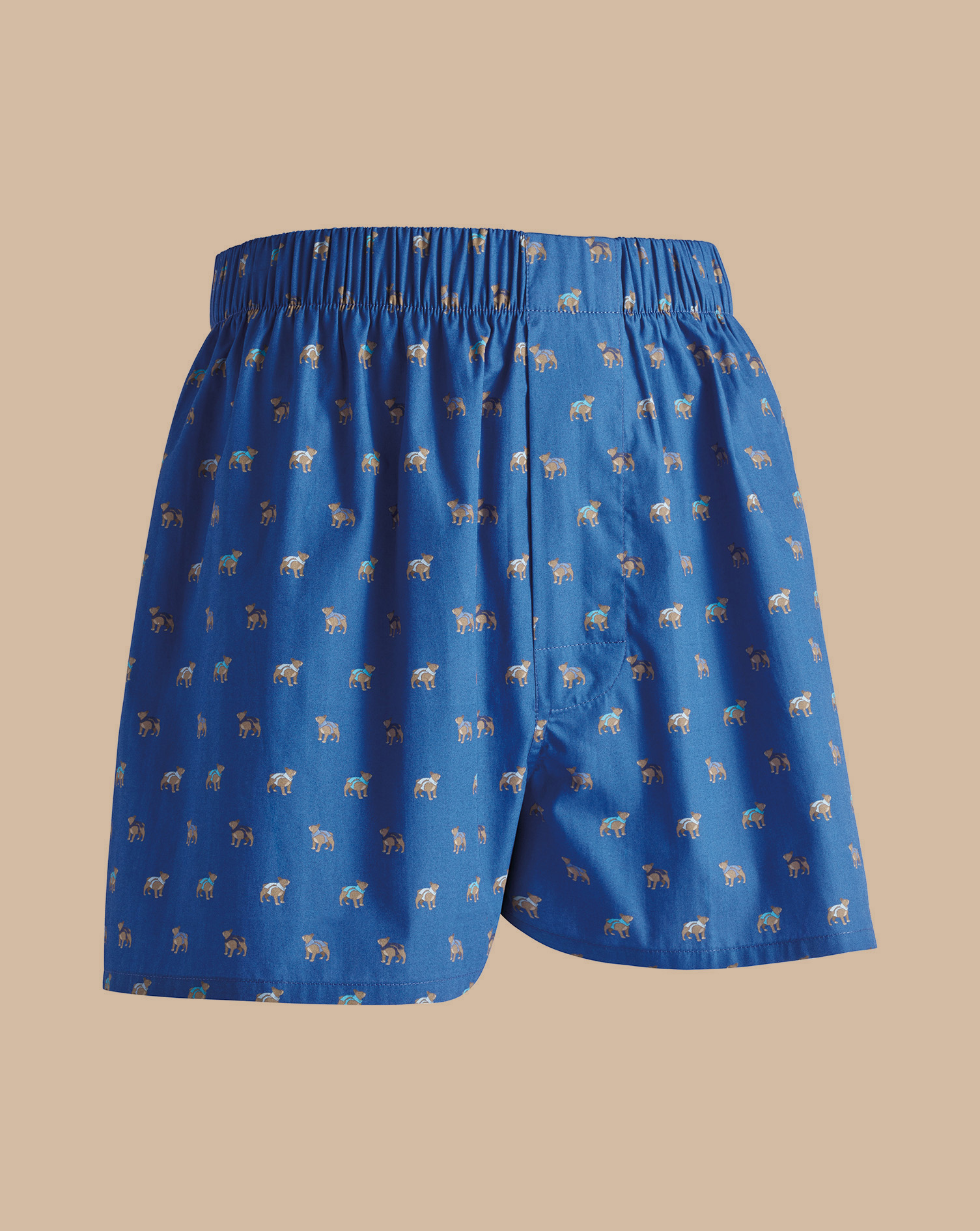 Dog Print Woven Boxers - Cobalt Blue