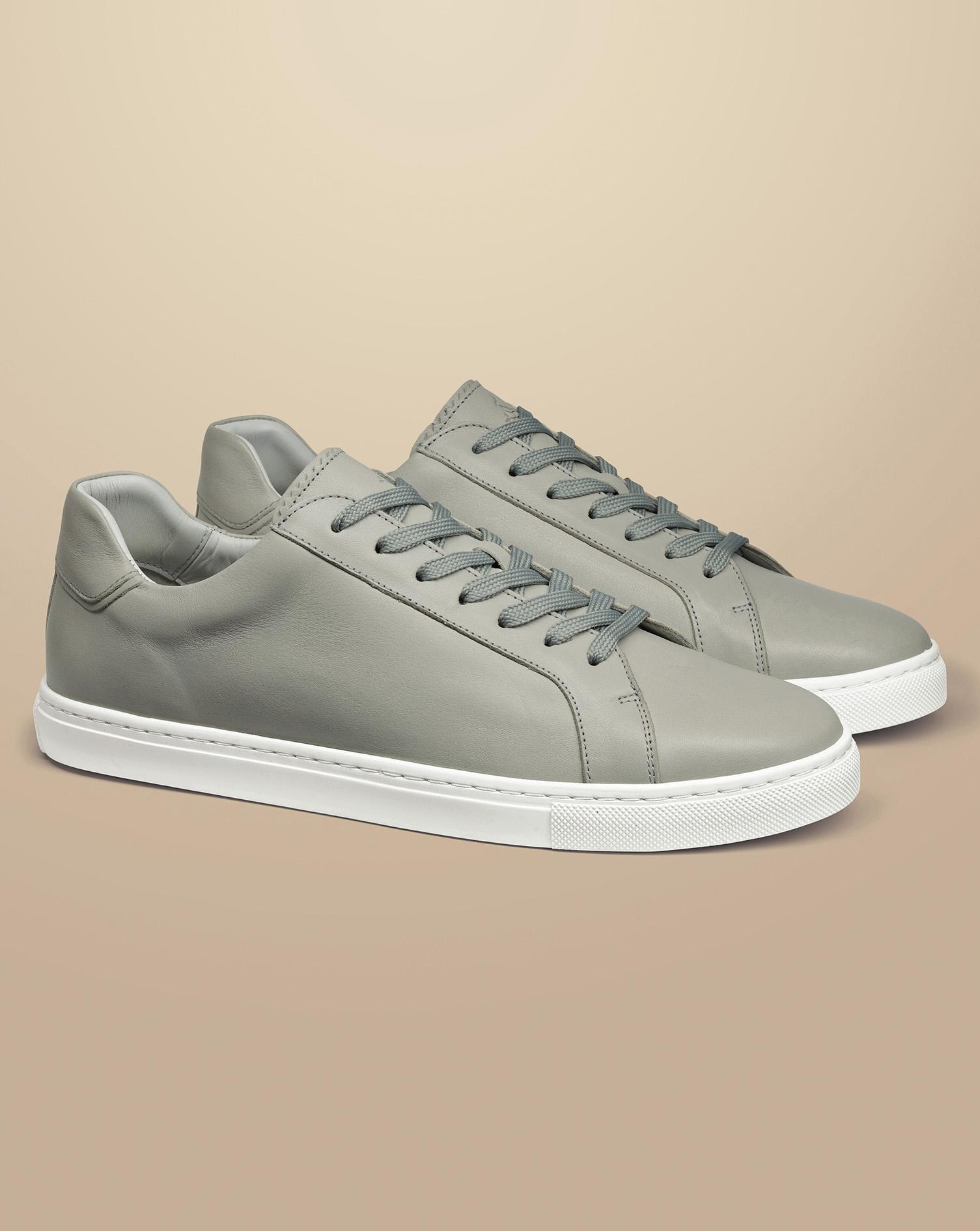 Leather Trainers - Light Grey