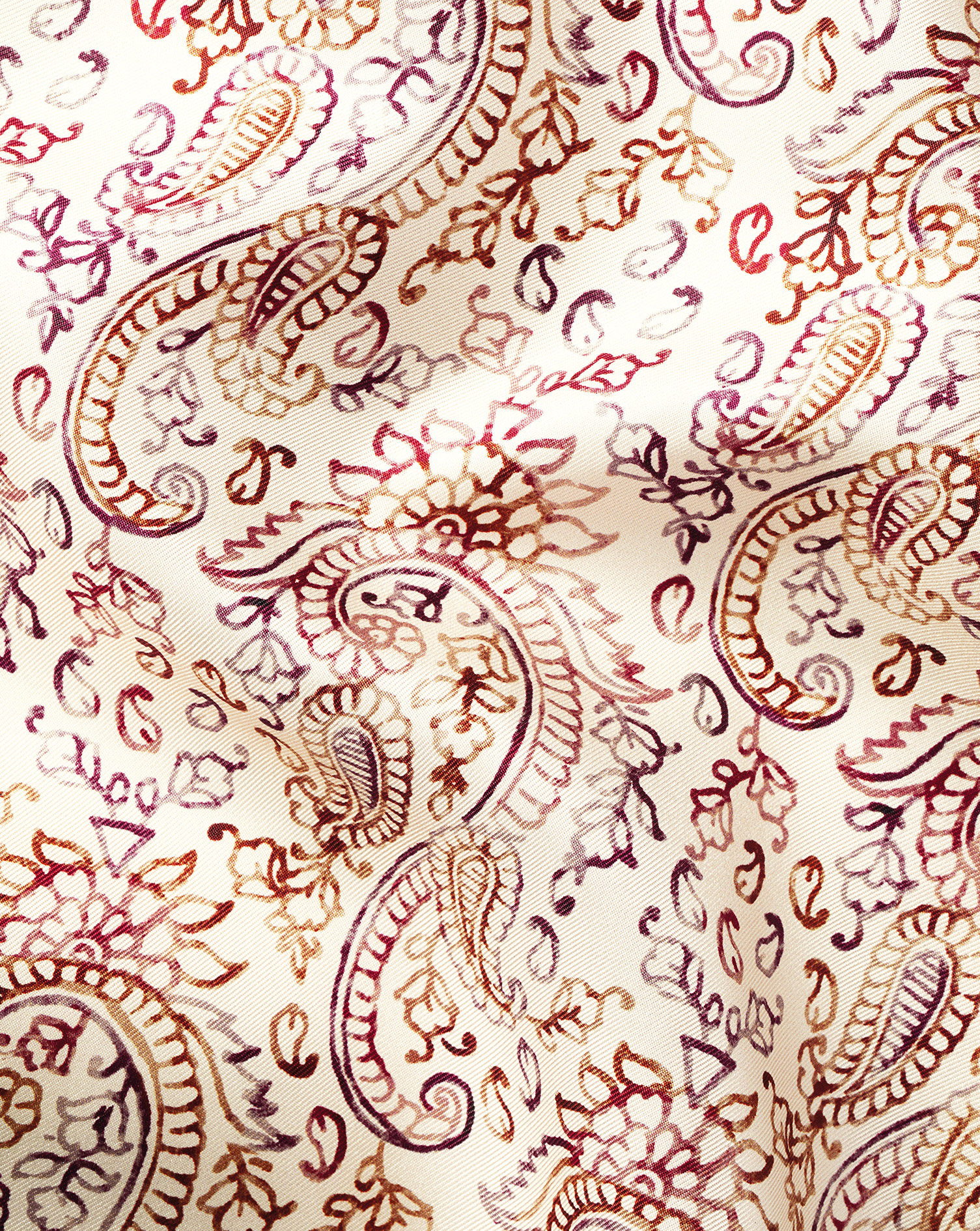 Paisley Silk Pocket Square - Cream