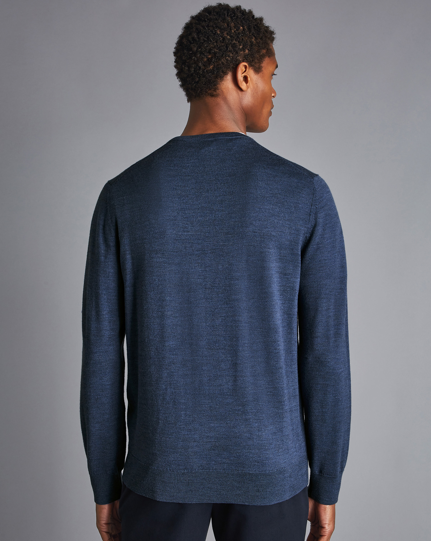 Merino Crew Neck Jumper - Indigo Melange