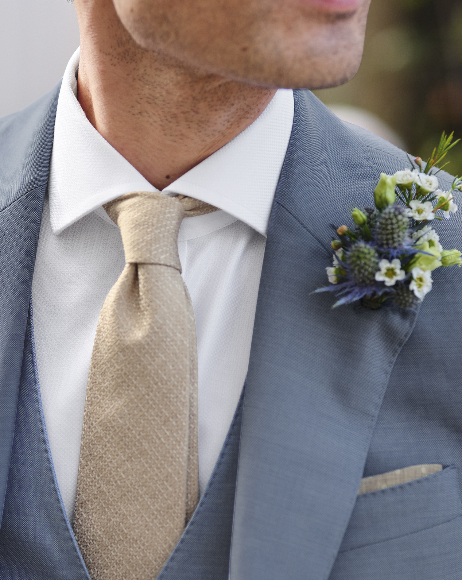 Silk Wool Blend Tie - Taupe