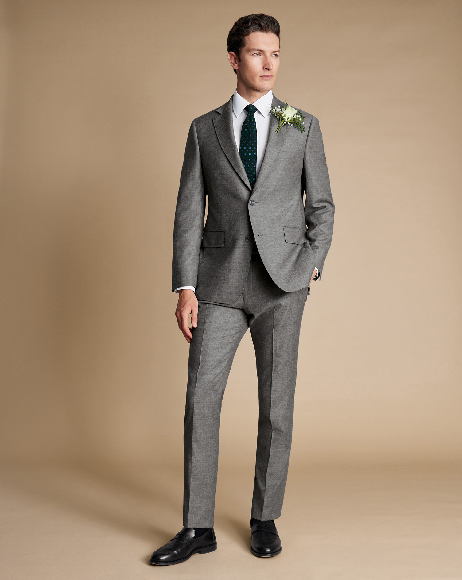 Italian Flannel Suit Jacket  - Grey