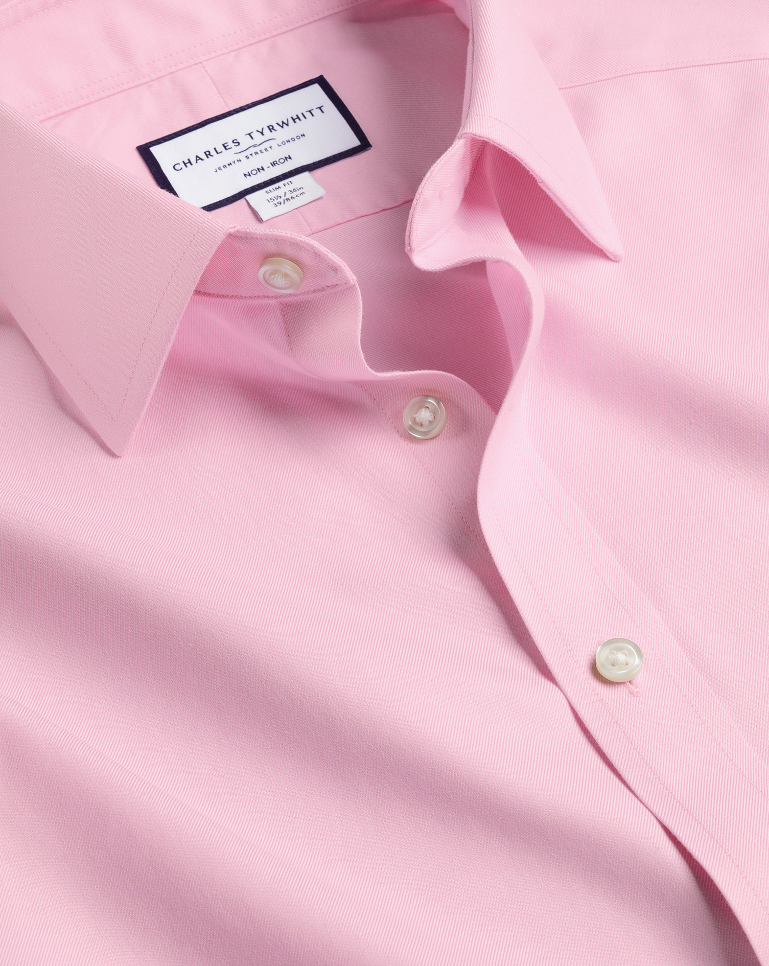 Charles Tyrwhitt Non-iron Twill Cotton Dress Shirt In Pink