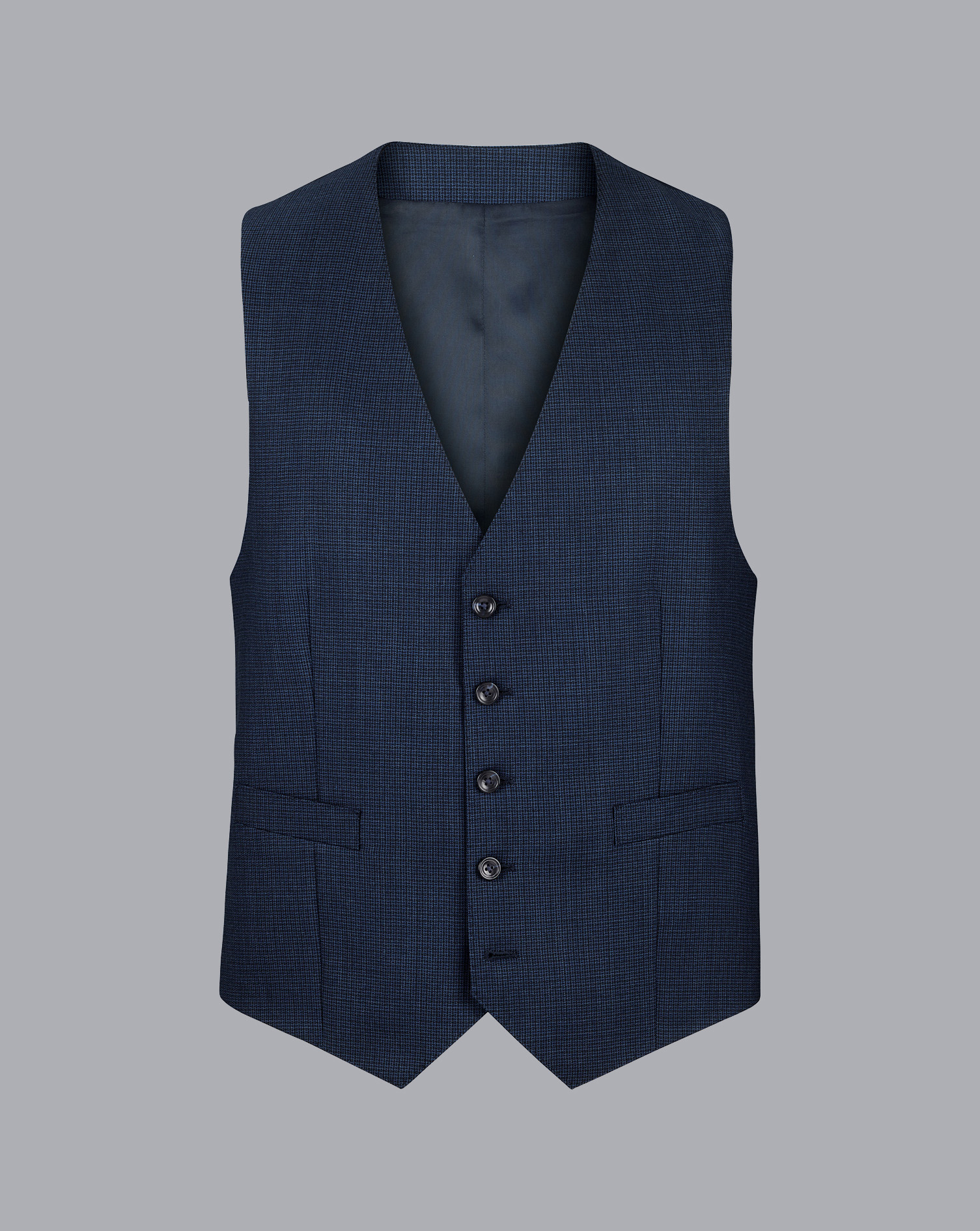 Micro Check Suit Waistcoat - Ink Blue