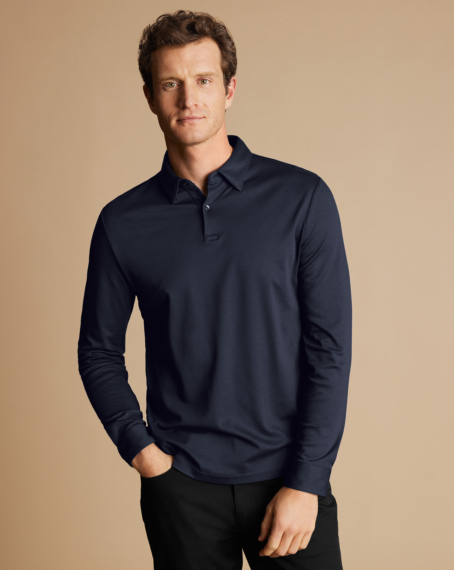Mens Polo Long Sleeves T Shirt Tipping Collar Smart Casual Shirt Tops  Cotton UK 