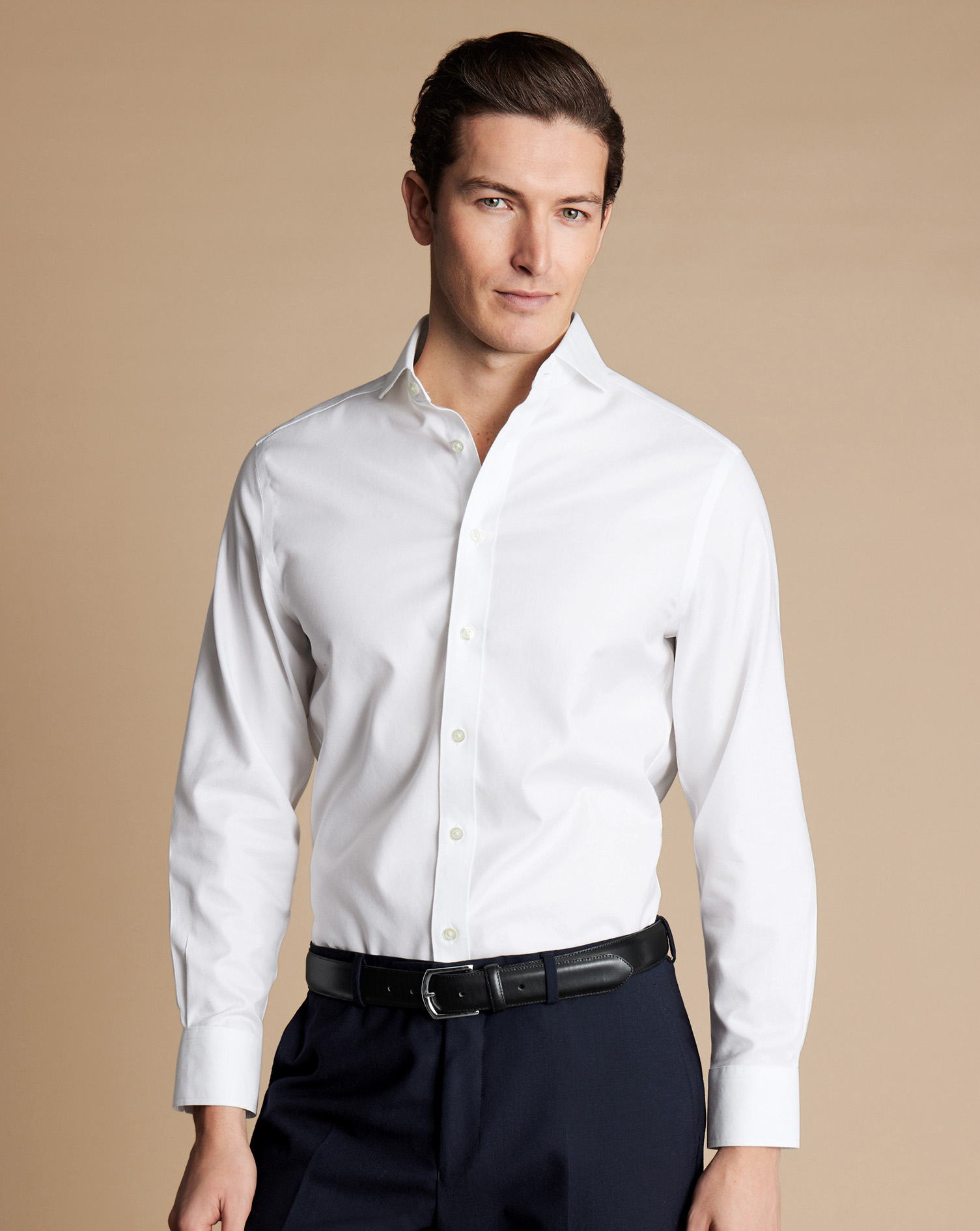 Extreme Cutaway Collar Non-Iron Twill Shirt - White