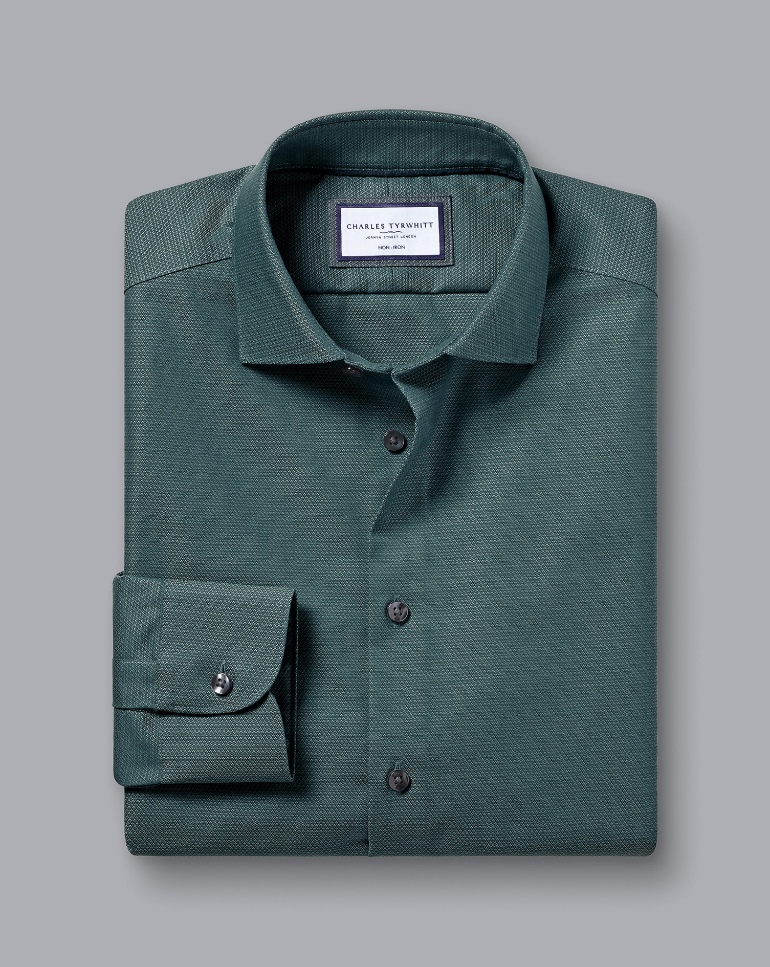 Non-Iron Diamond Stretch Texture Shirt - Atlantic Green