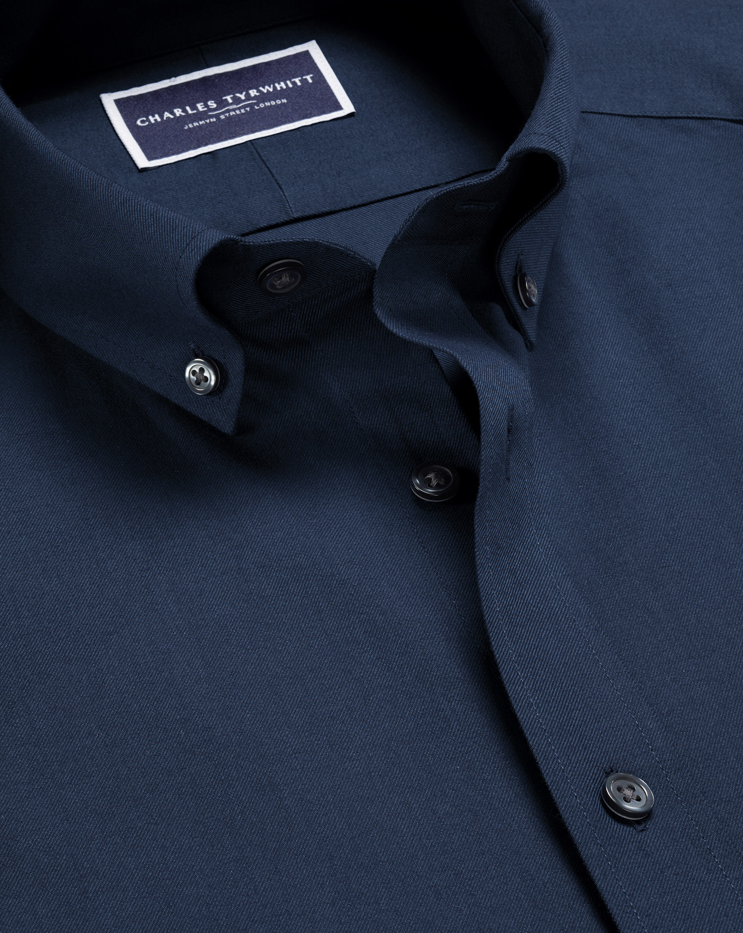 Button-Down Collar Brushed Cotton Twill Shirt - Indigo Blue