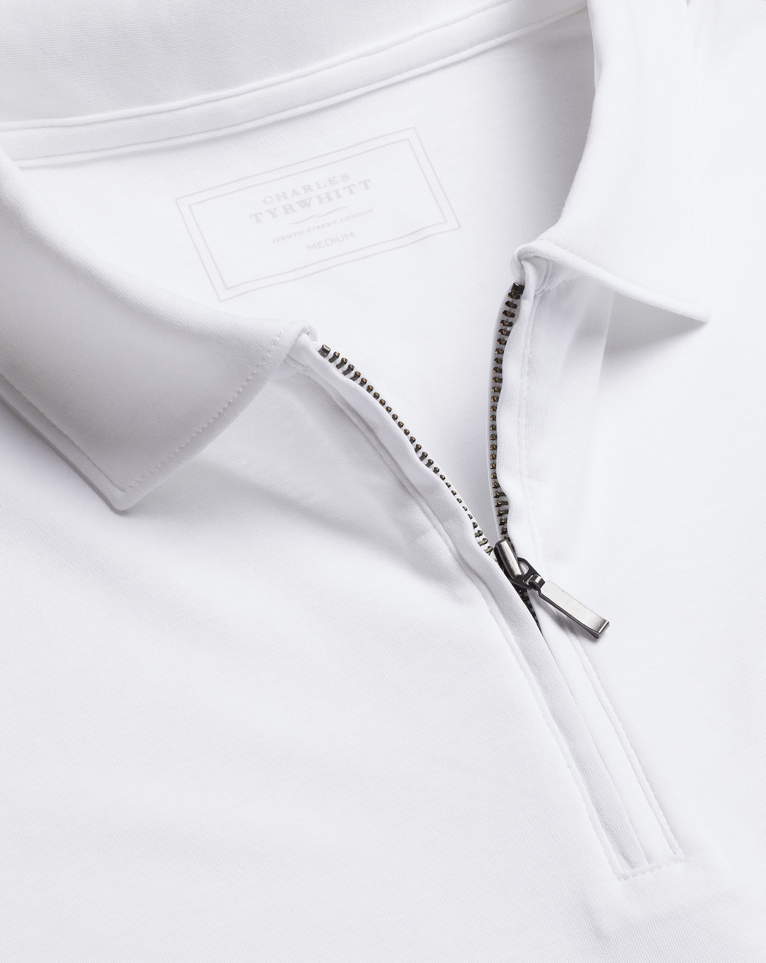 Zip-Neck Jersey Polo - White