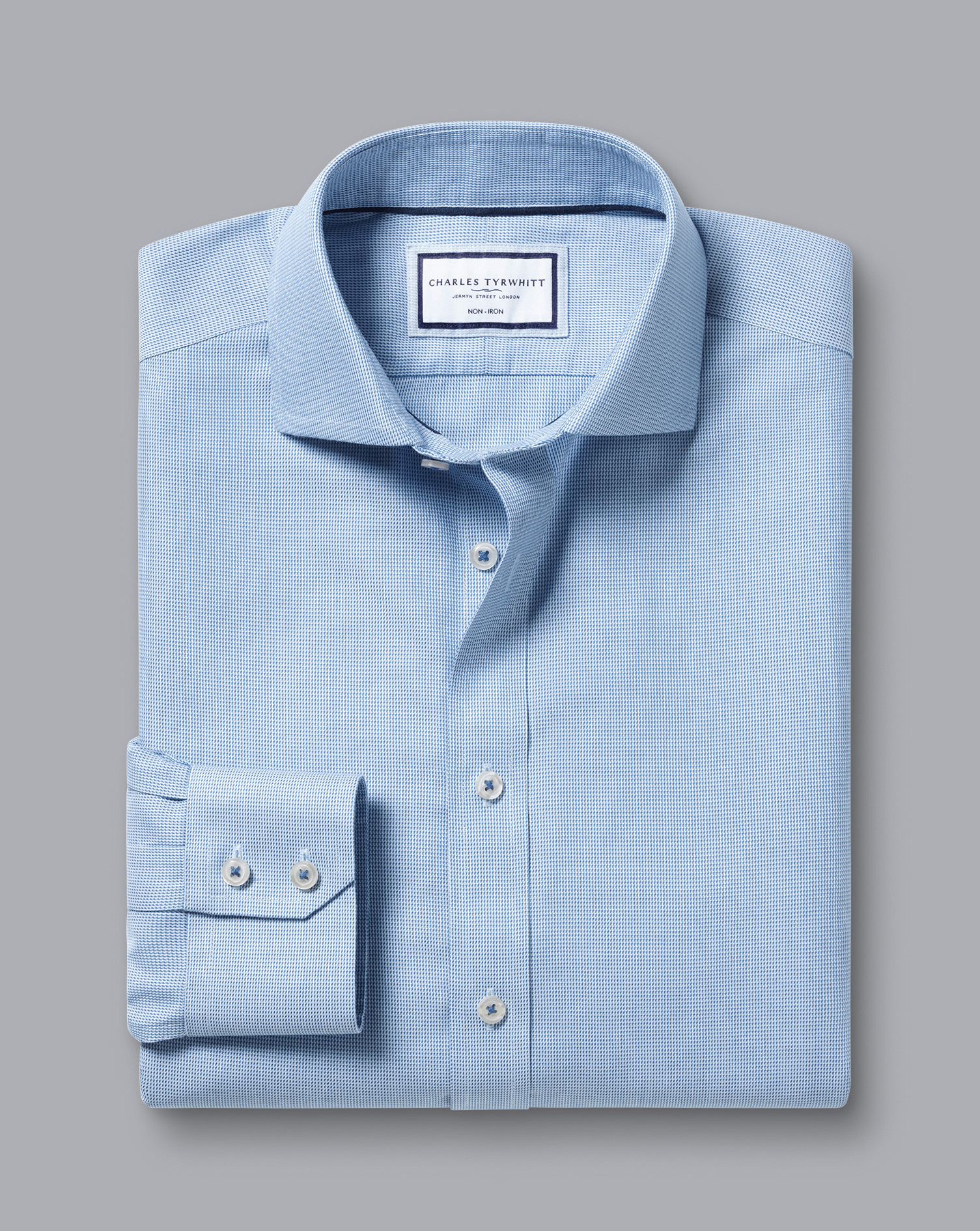 Cutaway Collar Non-Iron Clifton Weave Shirt - Ocean Blue