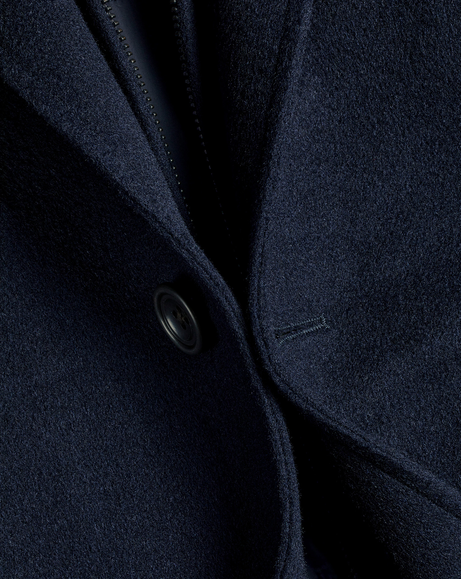 Wool Funnel Neck Overcoat - Navy