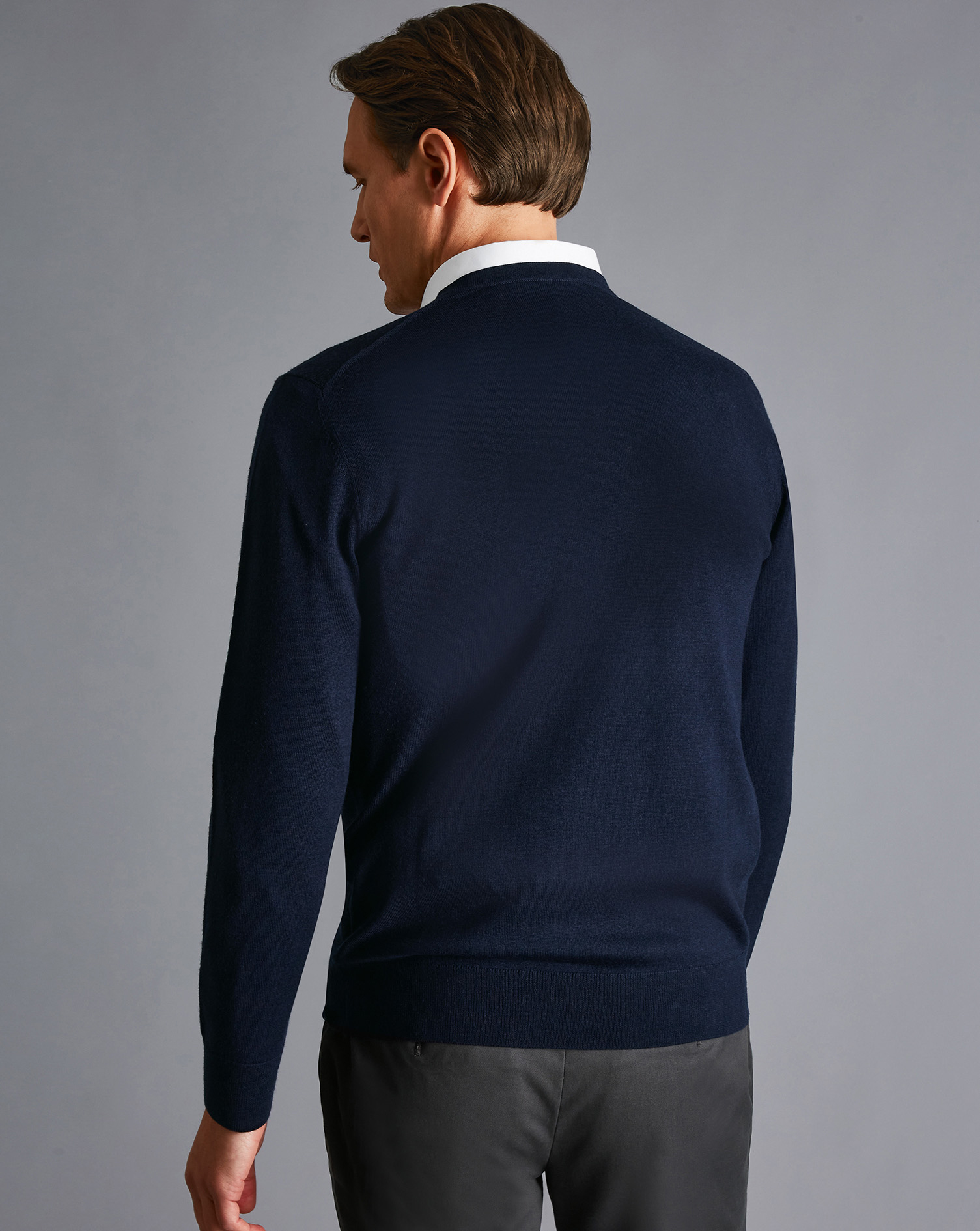 Merino V-Neck Jumper - Navy