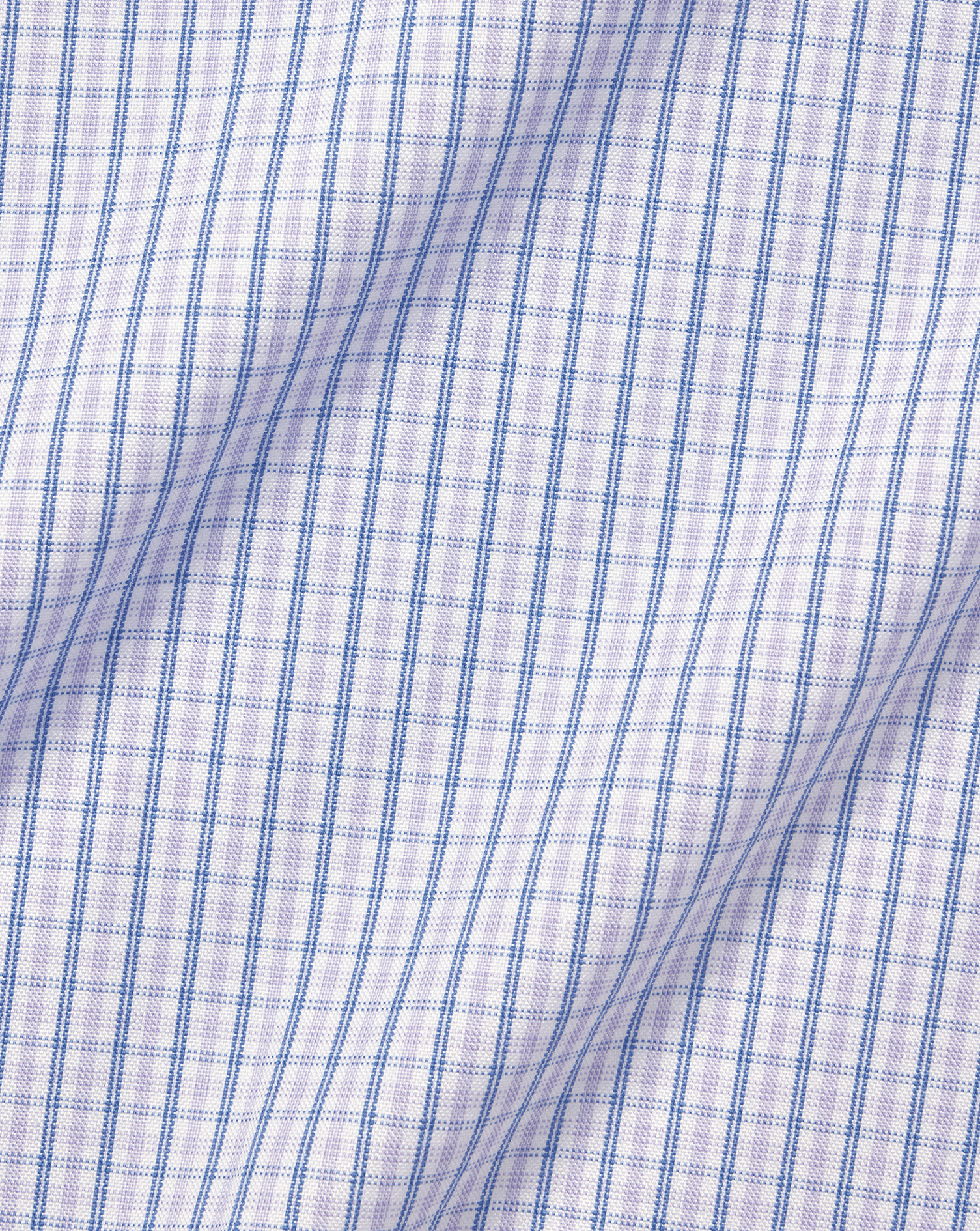 Button-Down Collar Non-Iron Oxford Twin Check Shirt - Lilac Purple