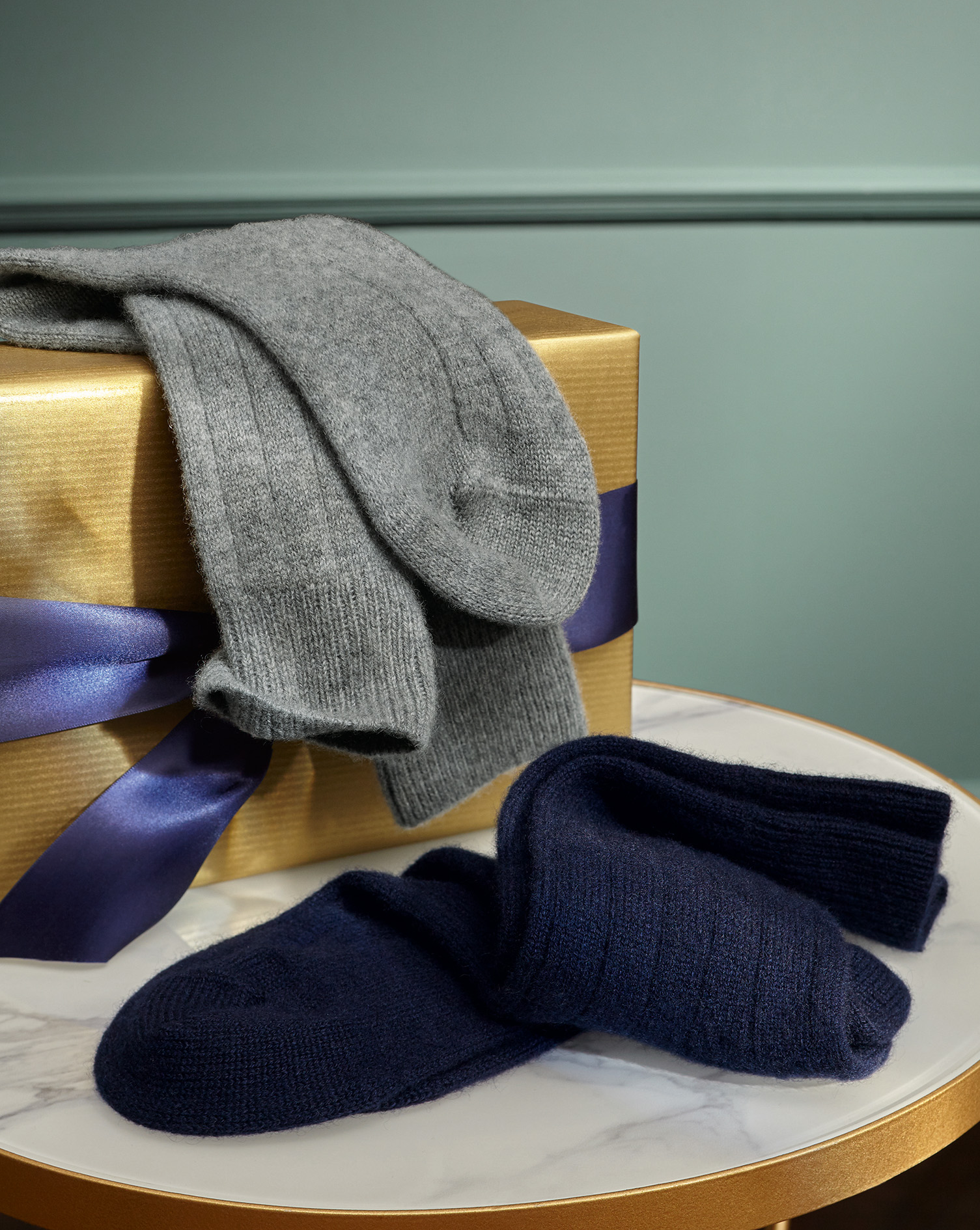 Cashmere Bed Socks - Navy