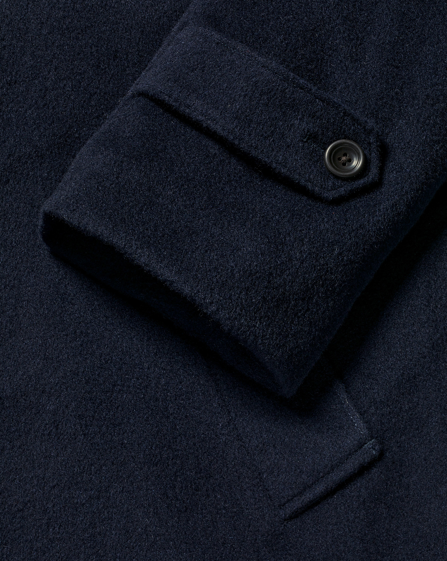 Wool Funnel Neck Overcoat - Navy