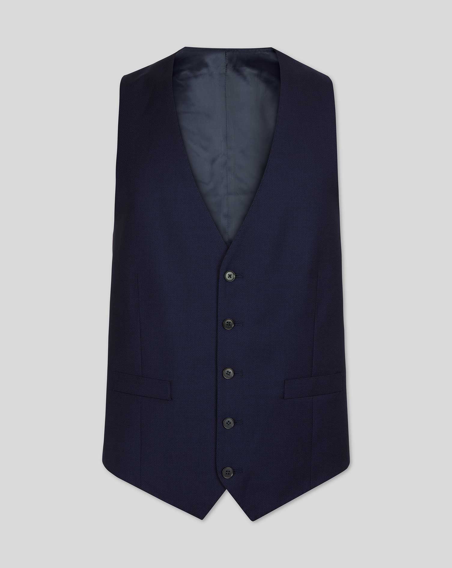 Charles Tyrwhitt Birdseye Travel Suit Wool Waistcoat In Blue