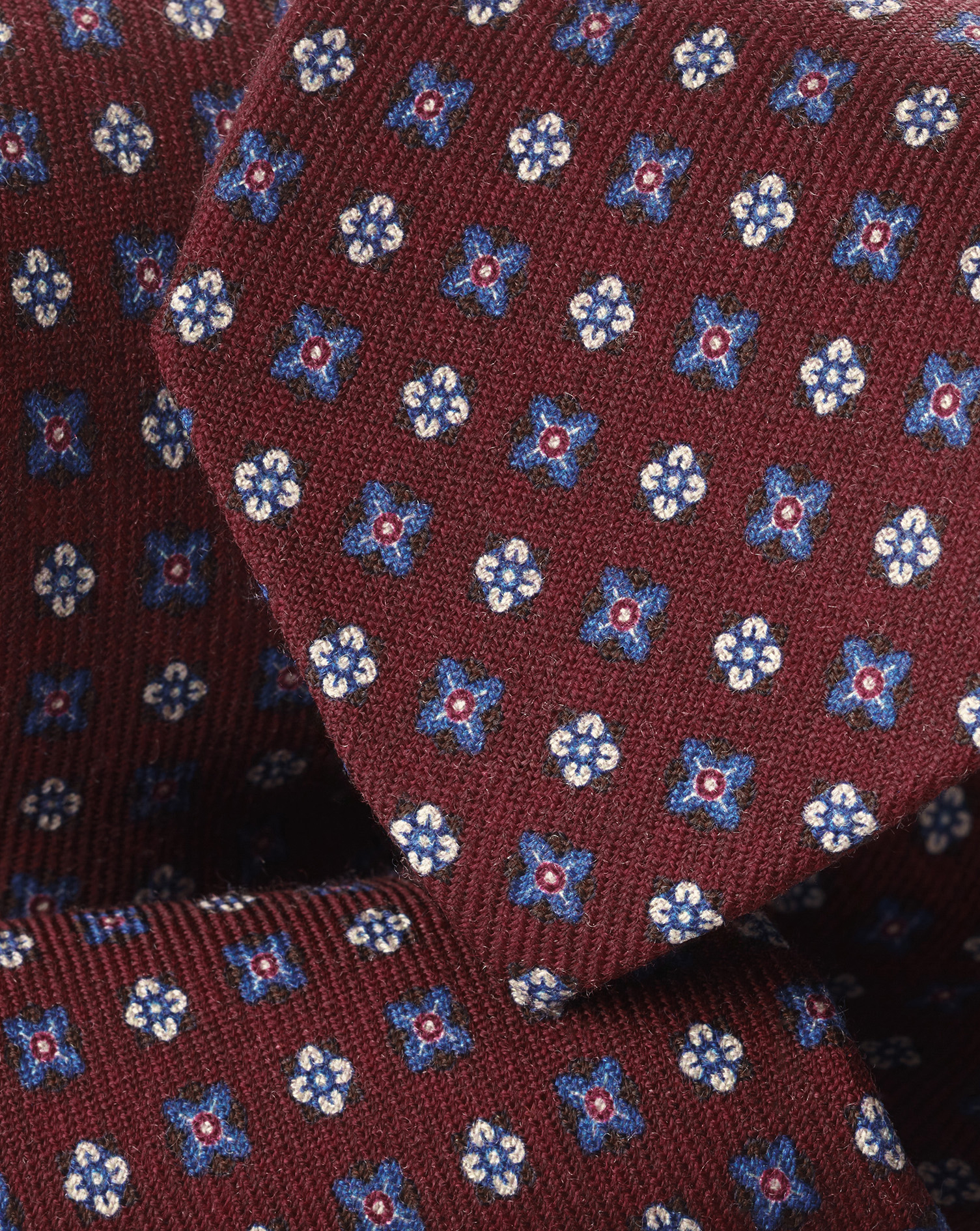 Medallion Wool Tie - Maroon Red