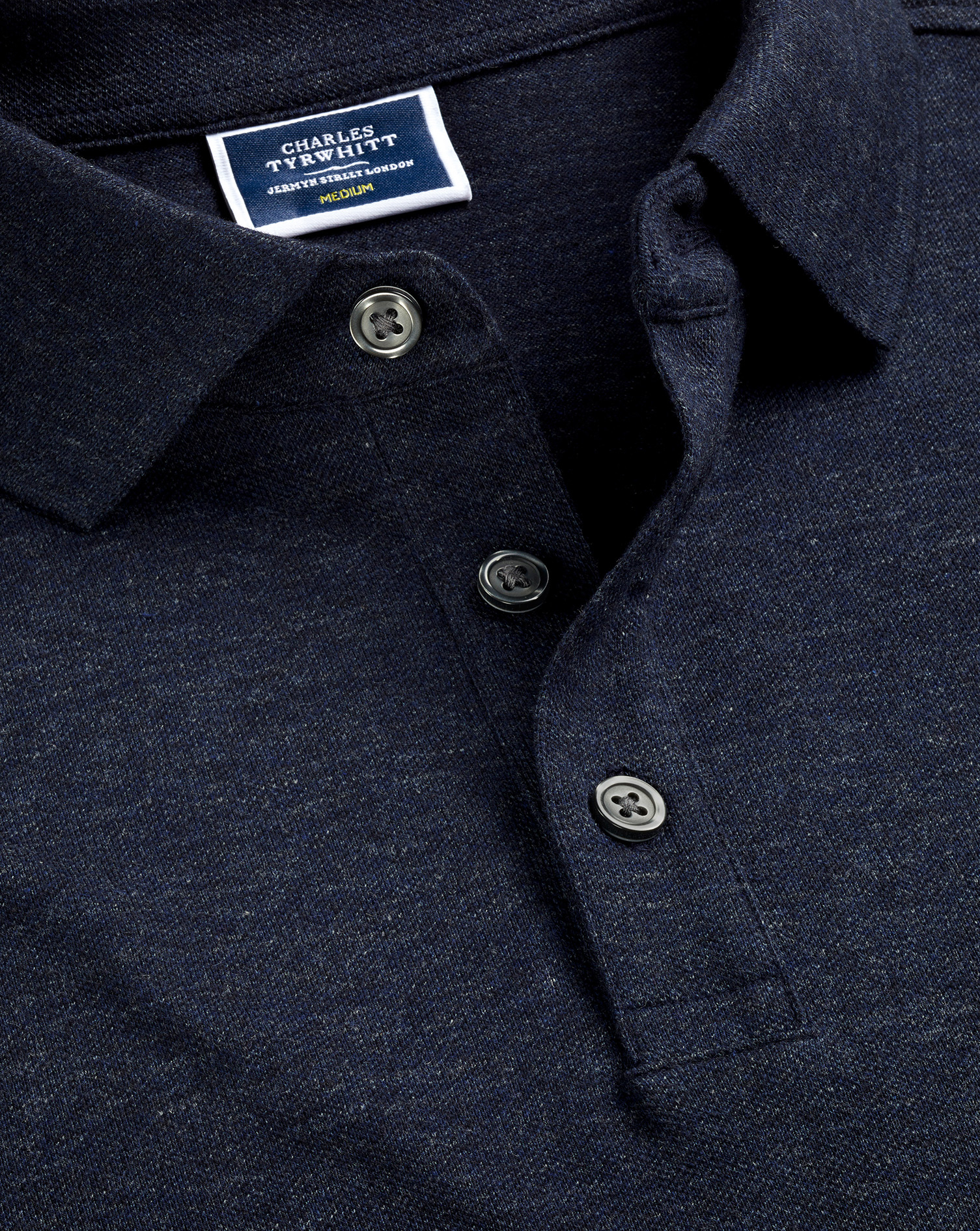 Tyrwhitt Pique Polo - Navy Blue Melange