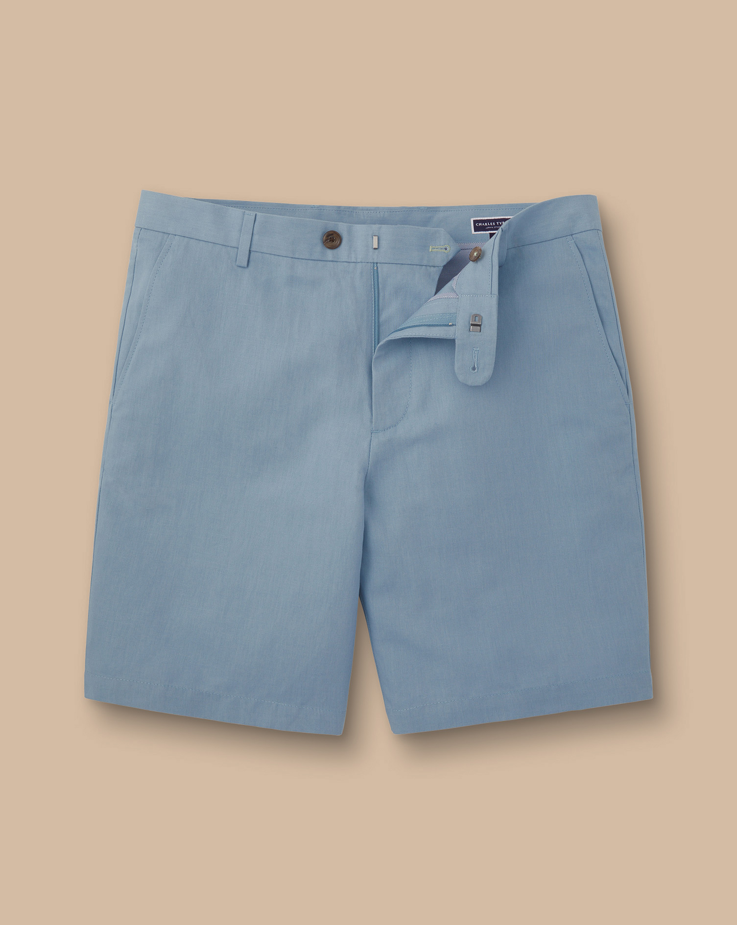 Cotton Linen Shorts - Mid Blue