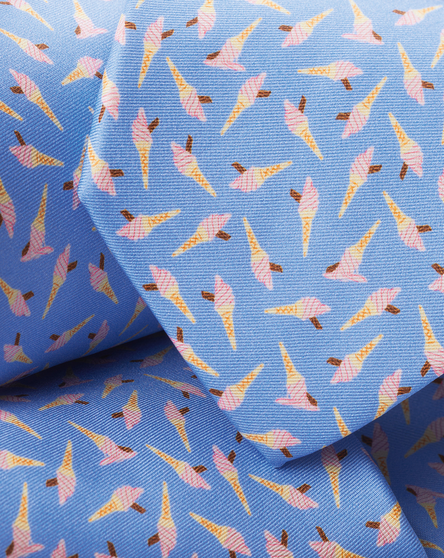 Ice Cream Print Silk Tie - Sky Blue