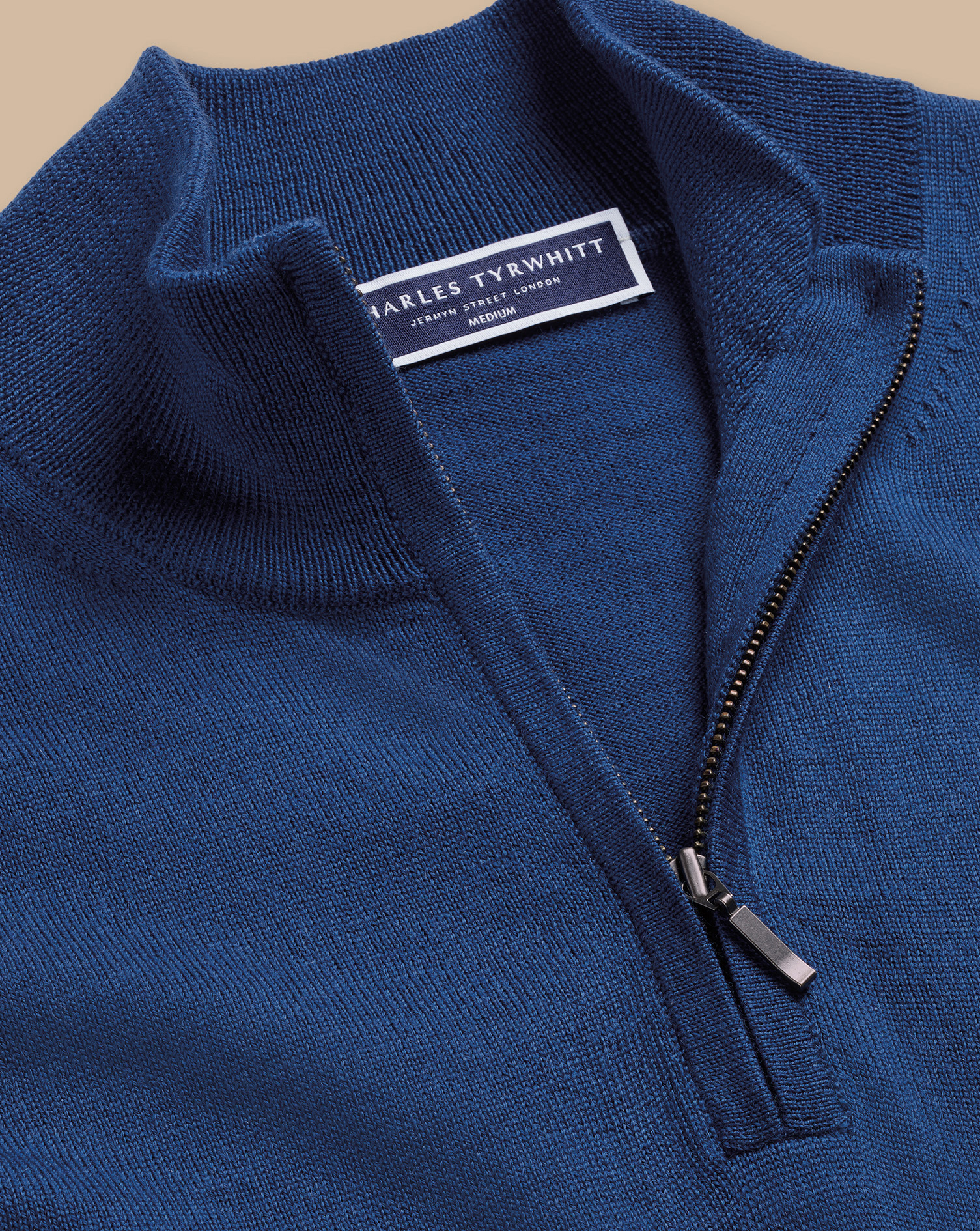 Merino Zip Neck Jumper - Ocean Blue