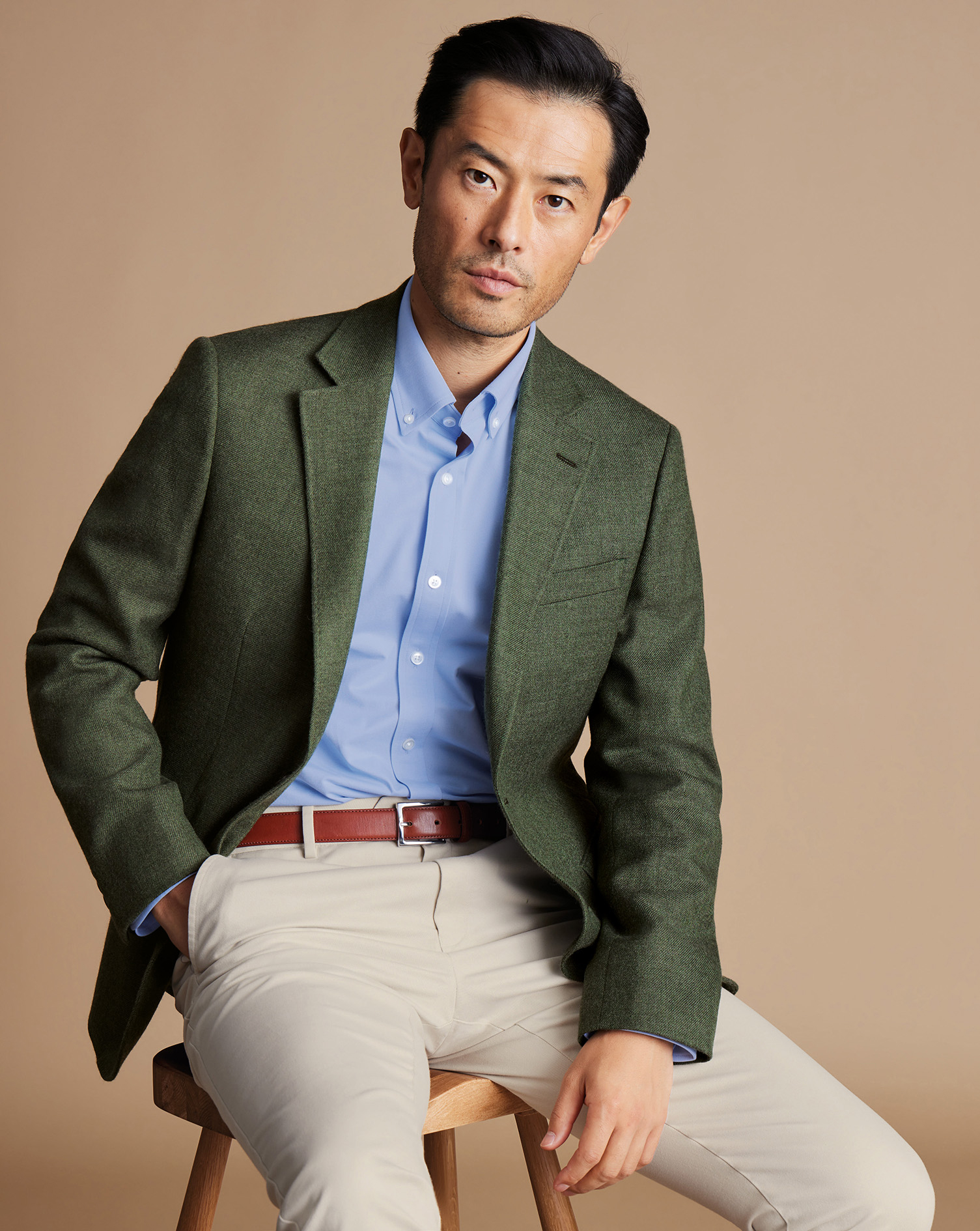 Twill Wool Texture Jacket - Sage Green