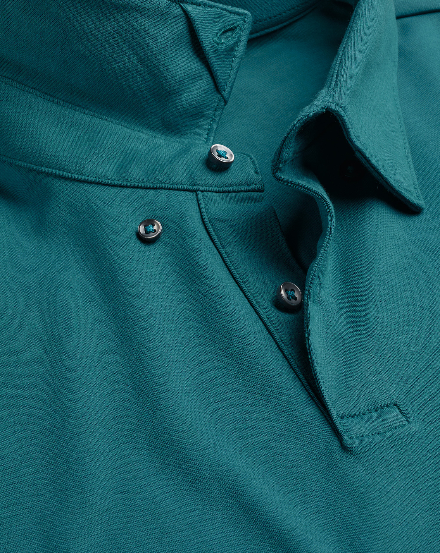 Long Sleeve Smart Jersey Polo - Teal Green