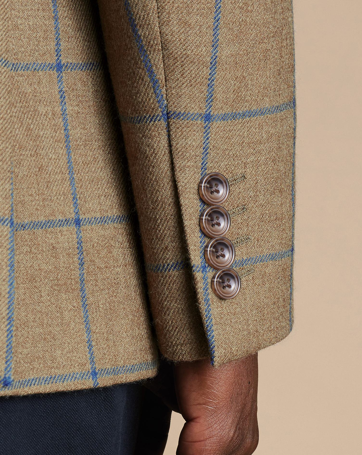 Windowpane Wool Texture Jacket - Taupe