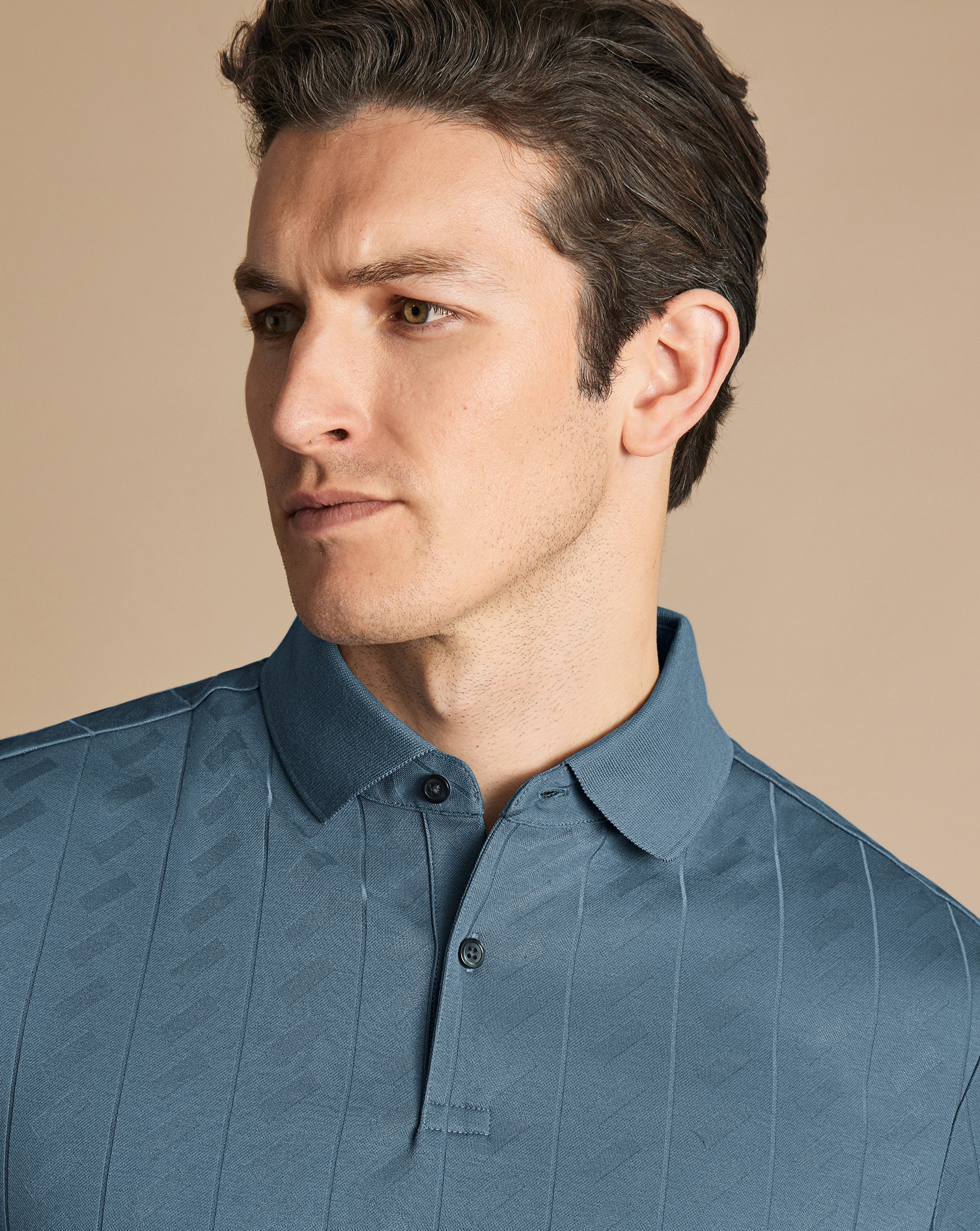 Textured Jacquard Polo - Airforce Blue