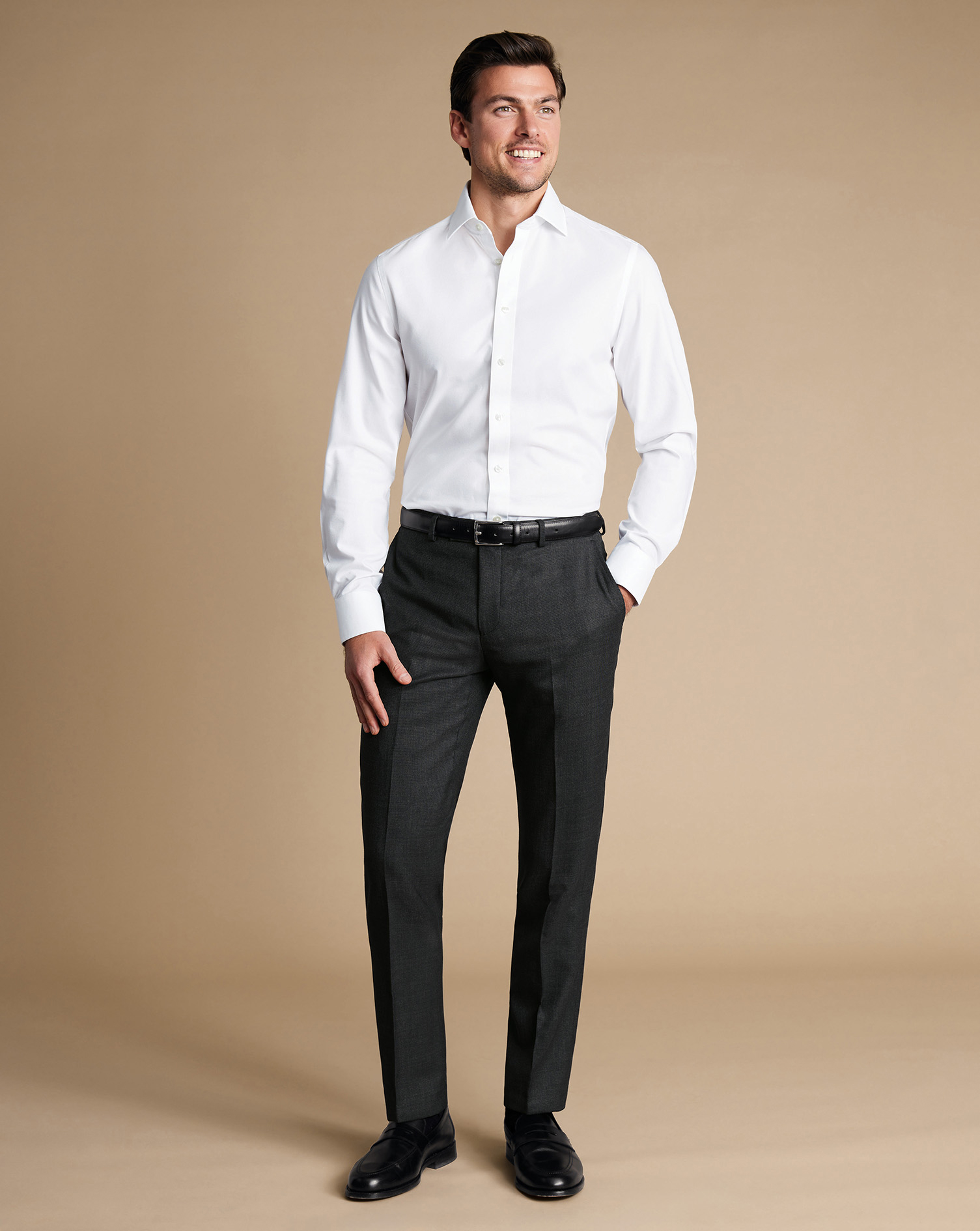 Ultimate Performance End-on-End Suit Trousers - Charcoal Grey