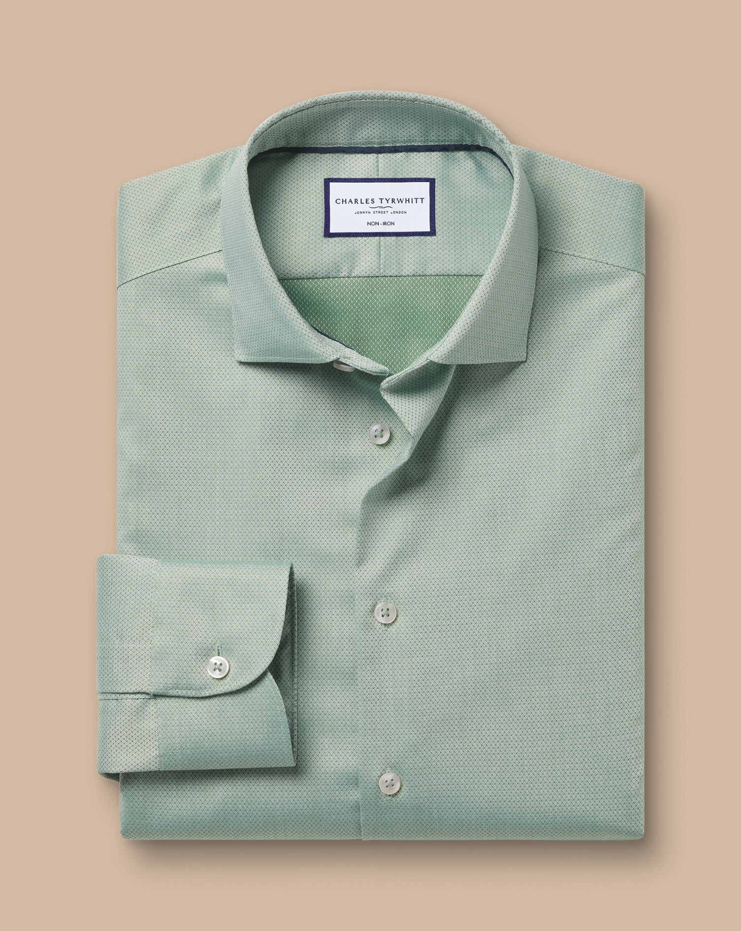 Non-Iron Stretch Texture Shirt  - Light Green