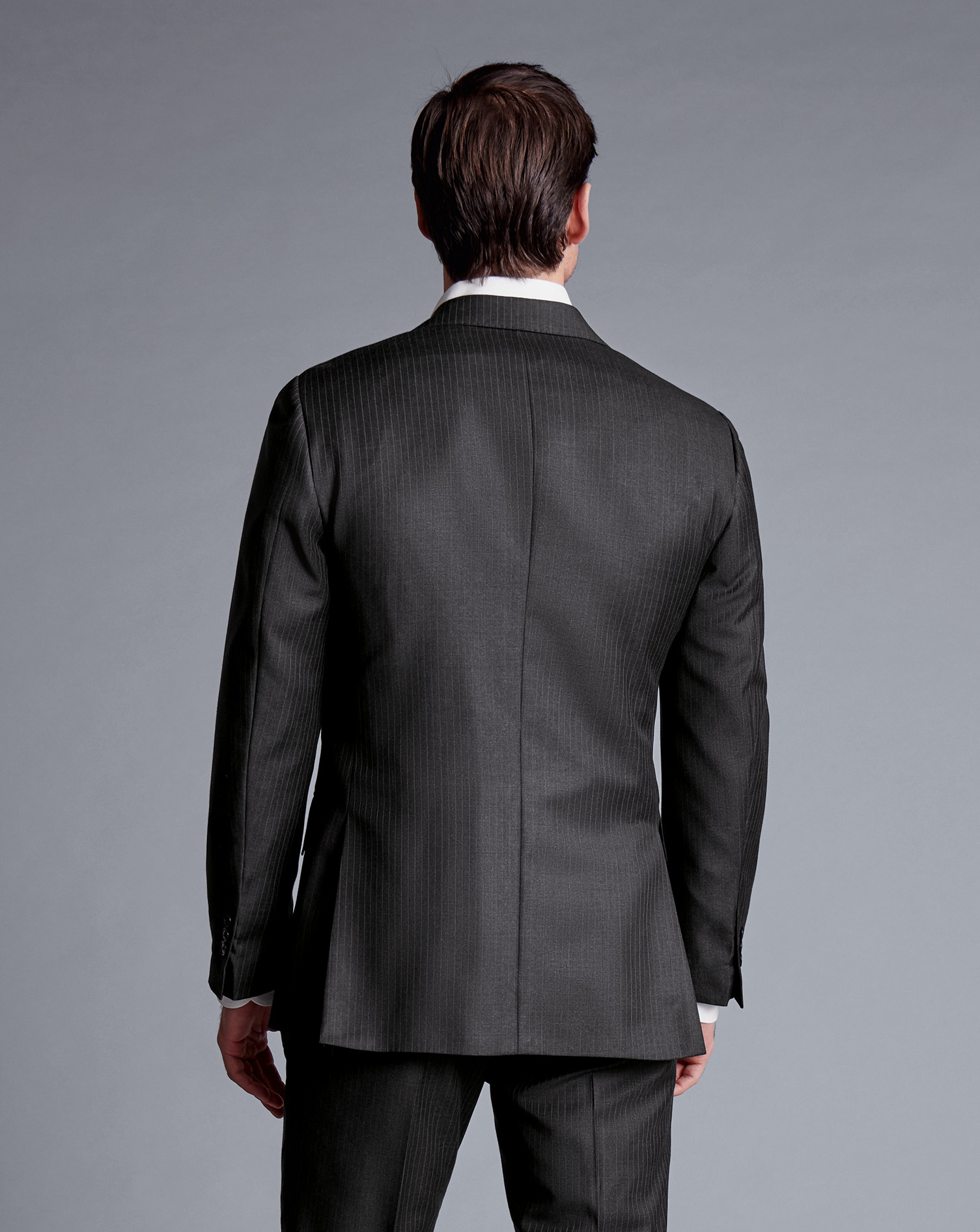 British Luxury Stripe Suit Jacket - Charcoal Grey