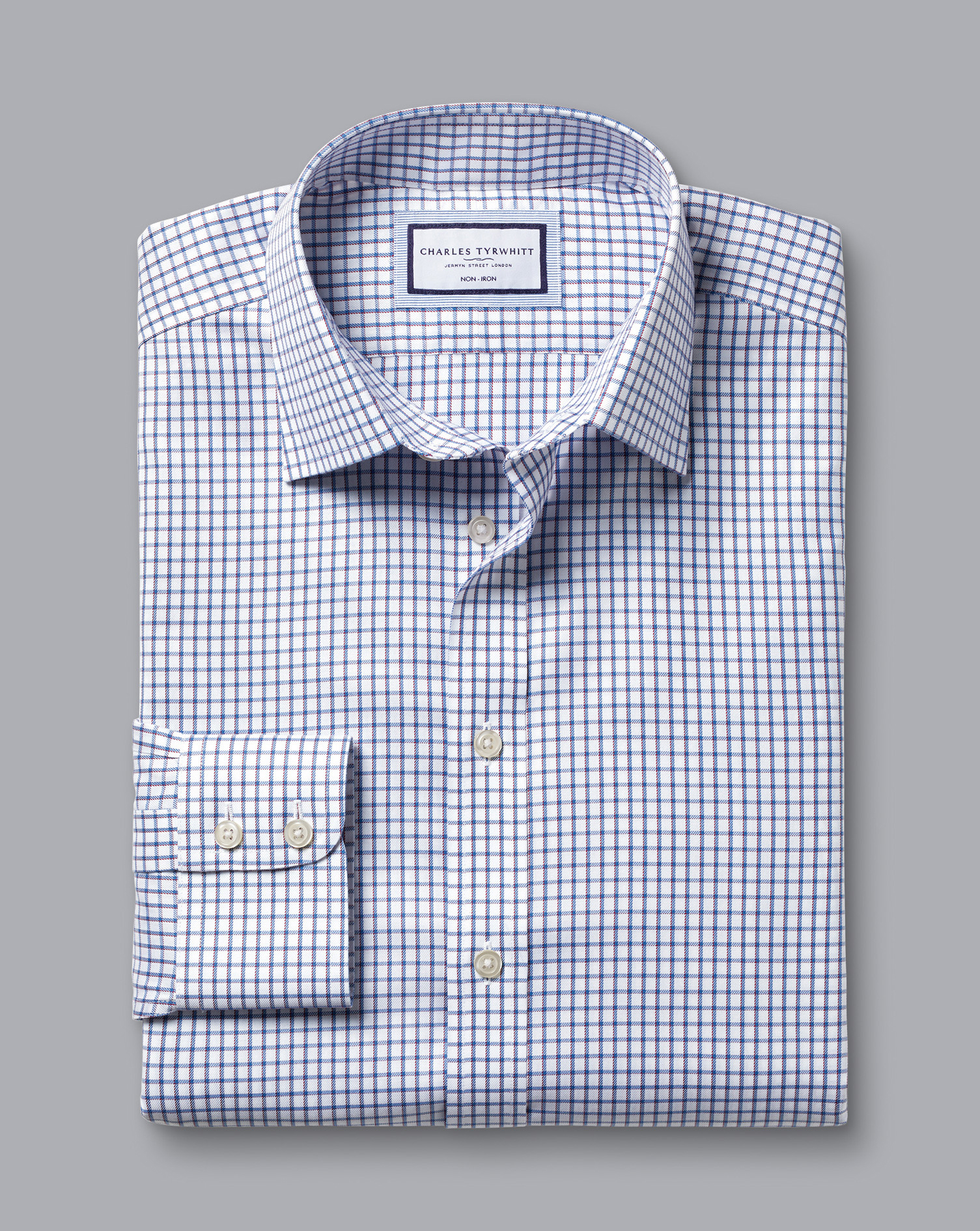 Non-Iron Two Colour Check Shirt - Indigo Blue