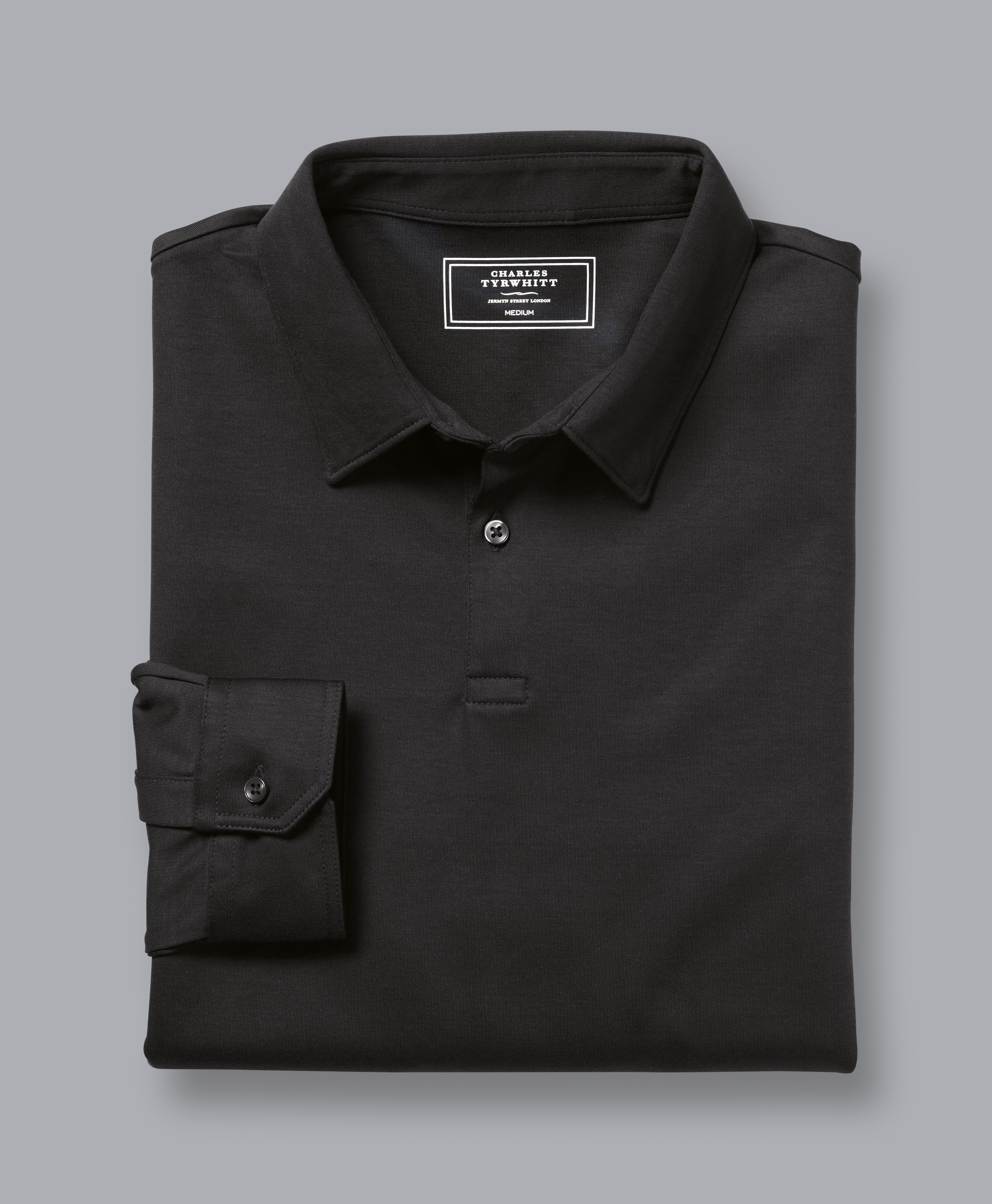 Long Sleeve Smart Jersey Polo - Black