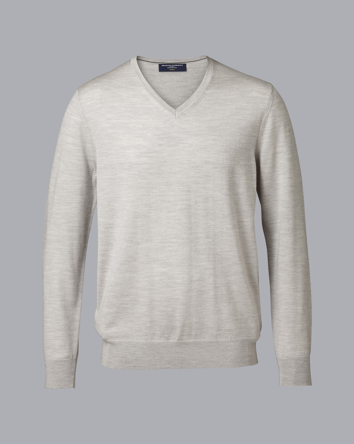 Merino V-Neck Jumper - Silver