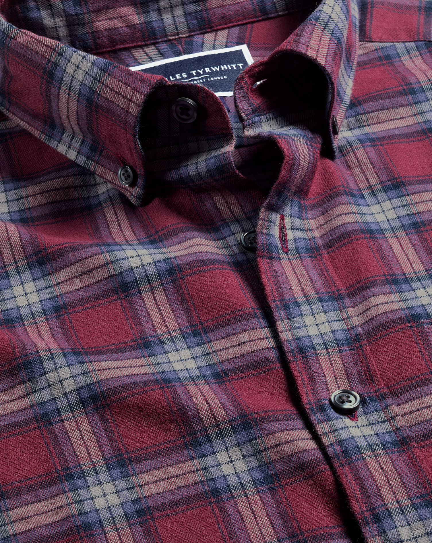 Brushed Flannel Check Shirt - Dark Red