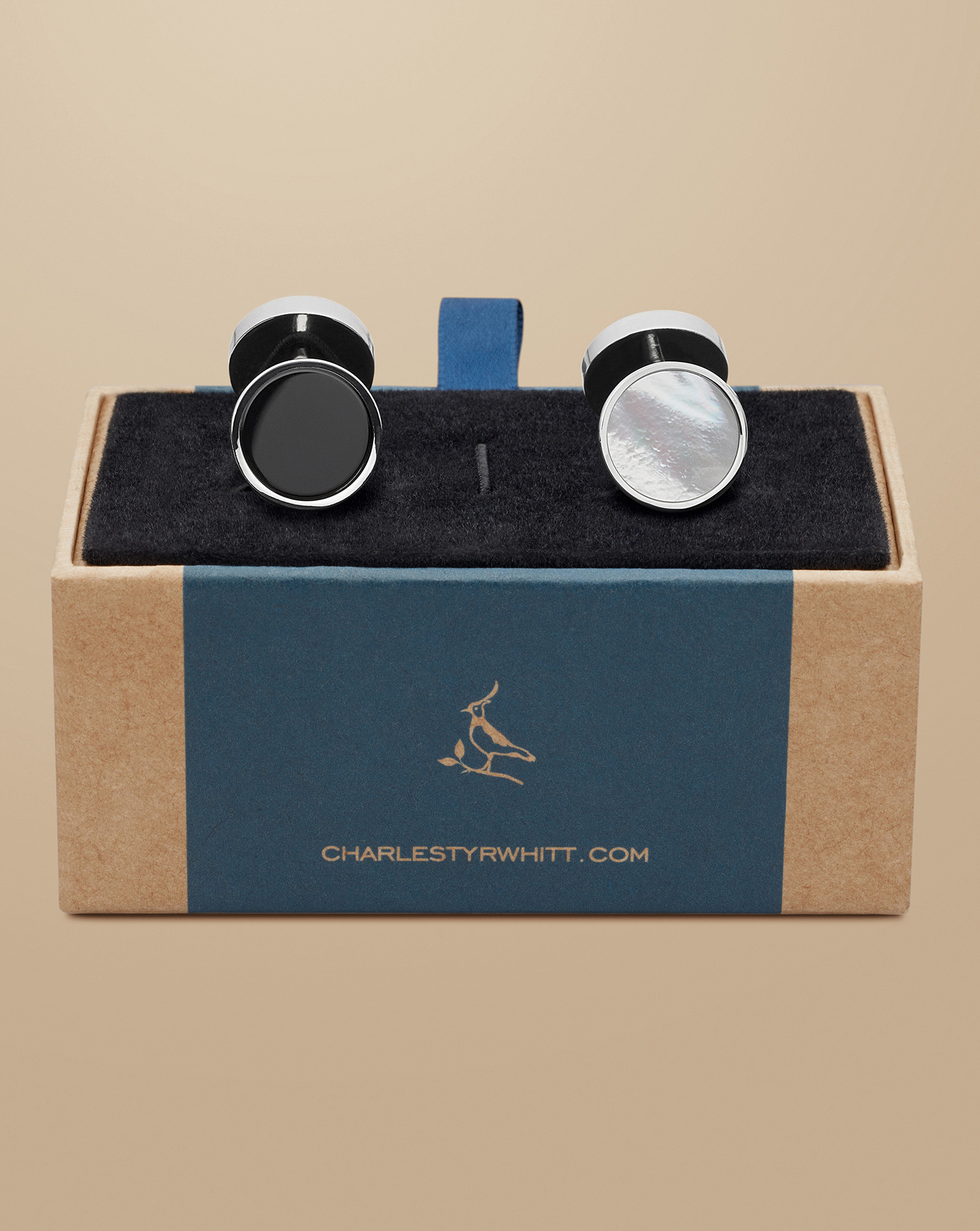 Mother of Pearl and Onyx Evening Cufflinks - Silver