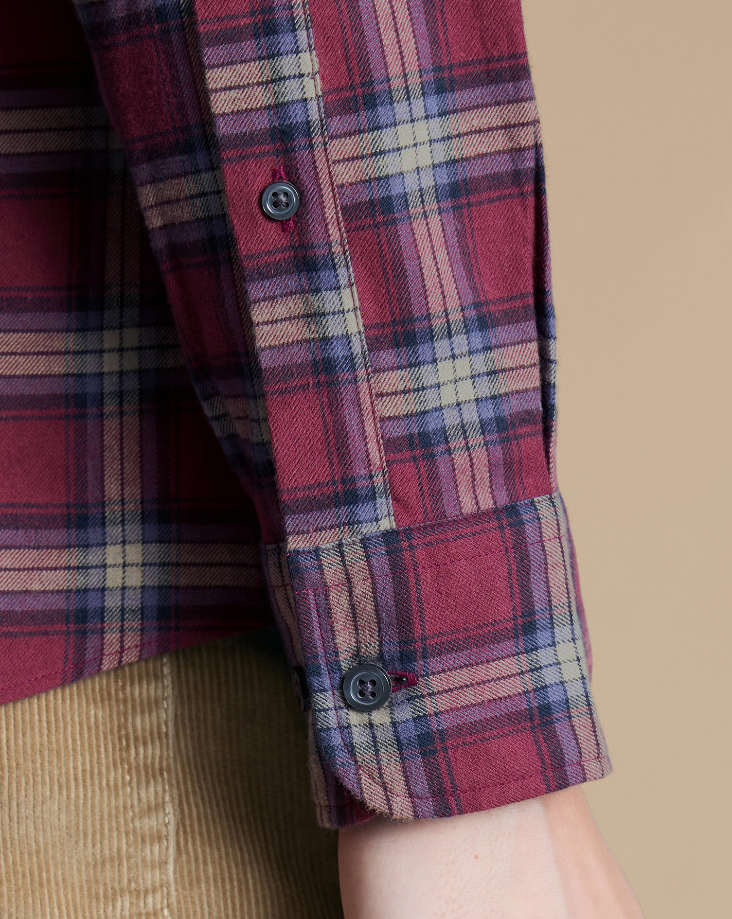 Brushed Flannel Check Shirt - Dark Red