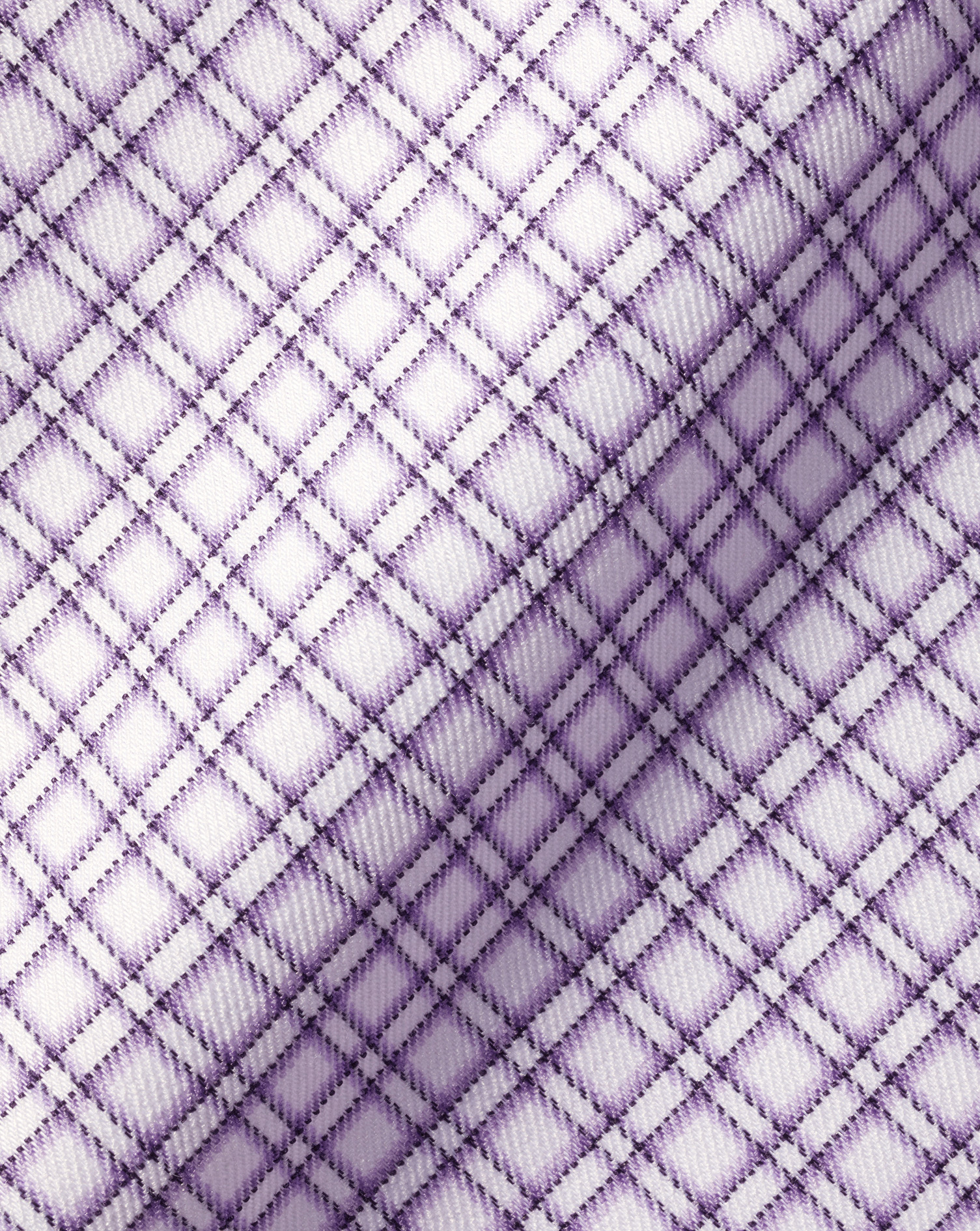 Non-Iron Stretch Twill Grid Check Shirt - Mauve Purple