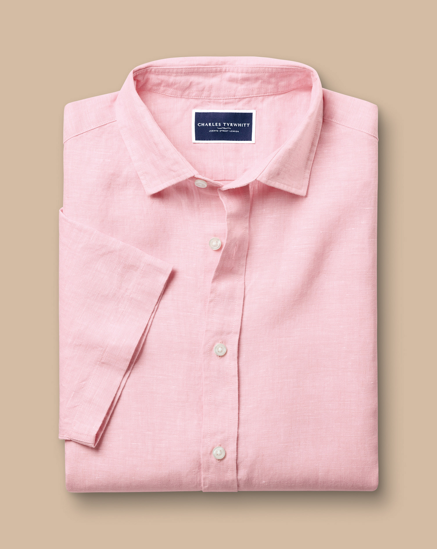 Pure Linen Shirt Short Sleeve - Pink