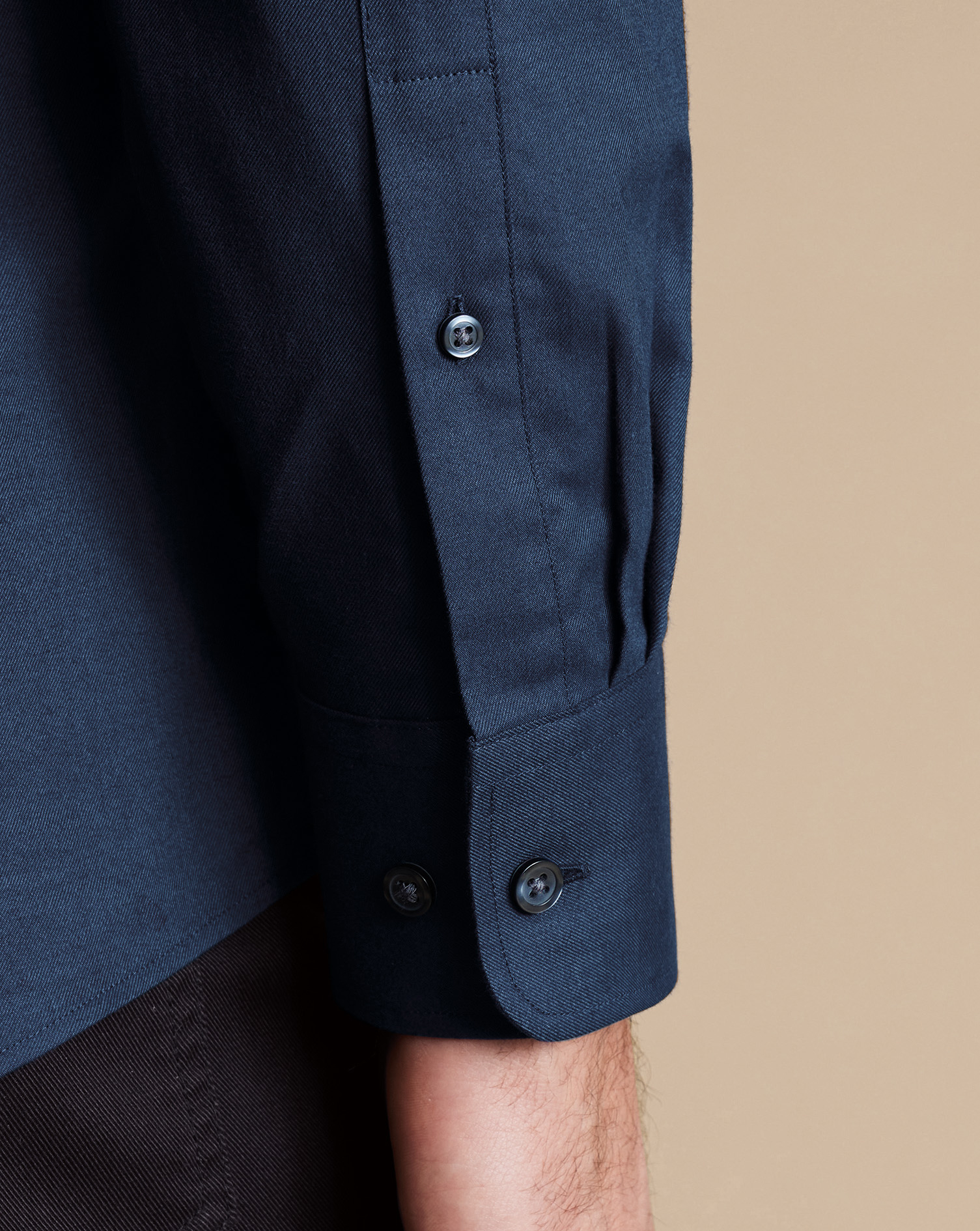 Button-Down Collar Brushed Cotton Twill Shirt - Indigo Blue