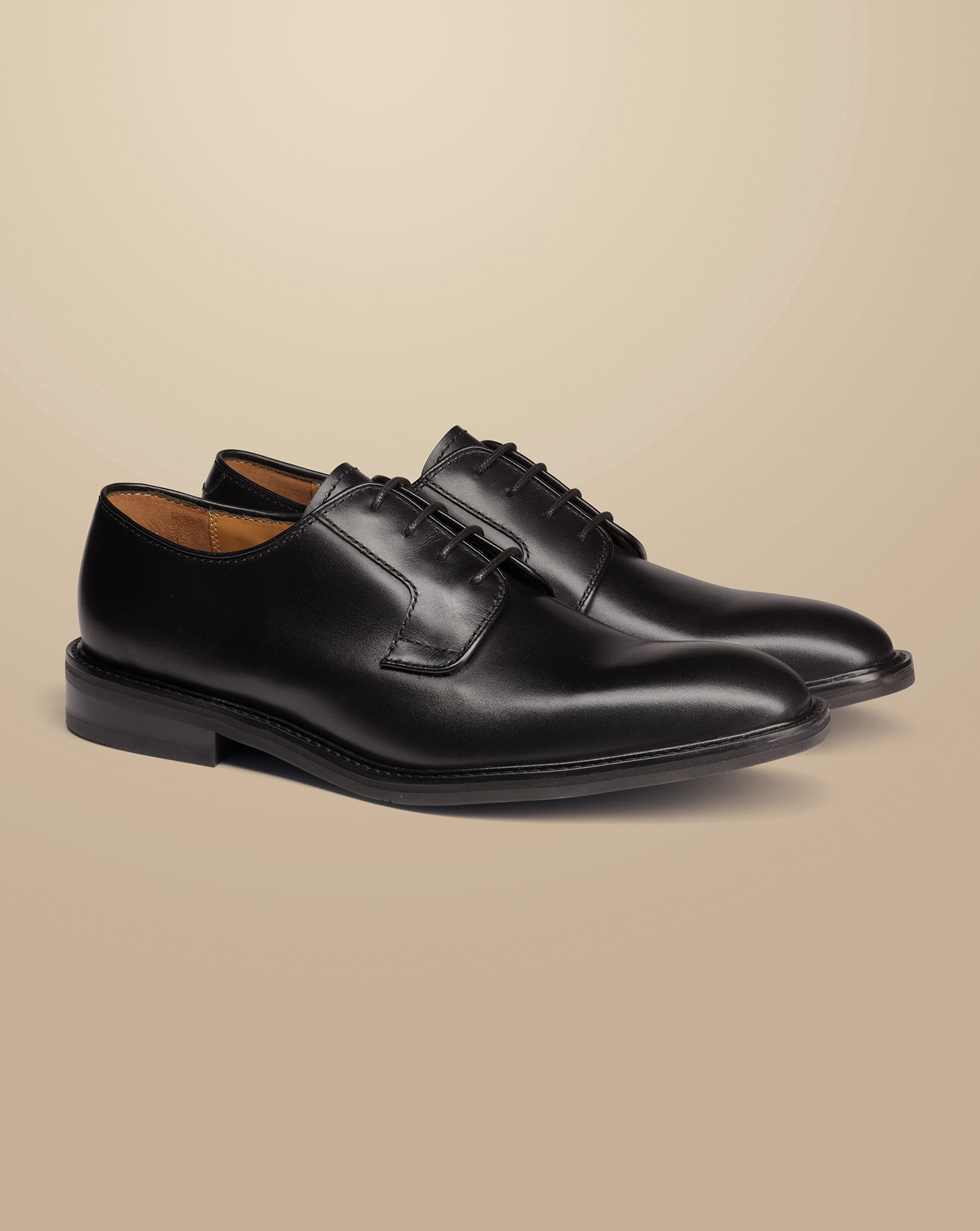 Leather Derby Rubber Sole Shoe - Black