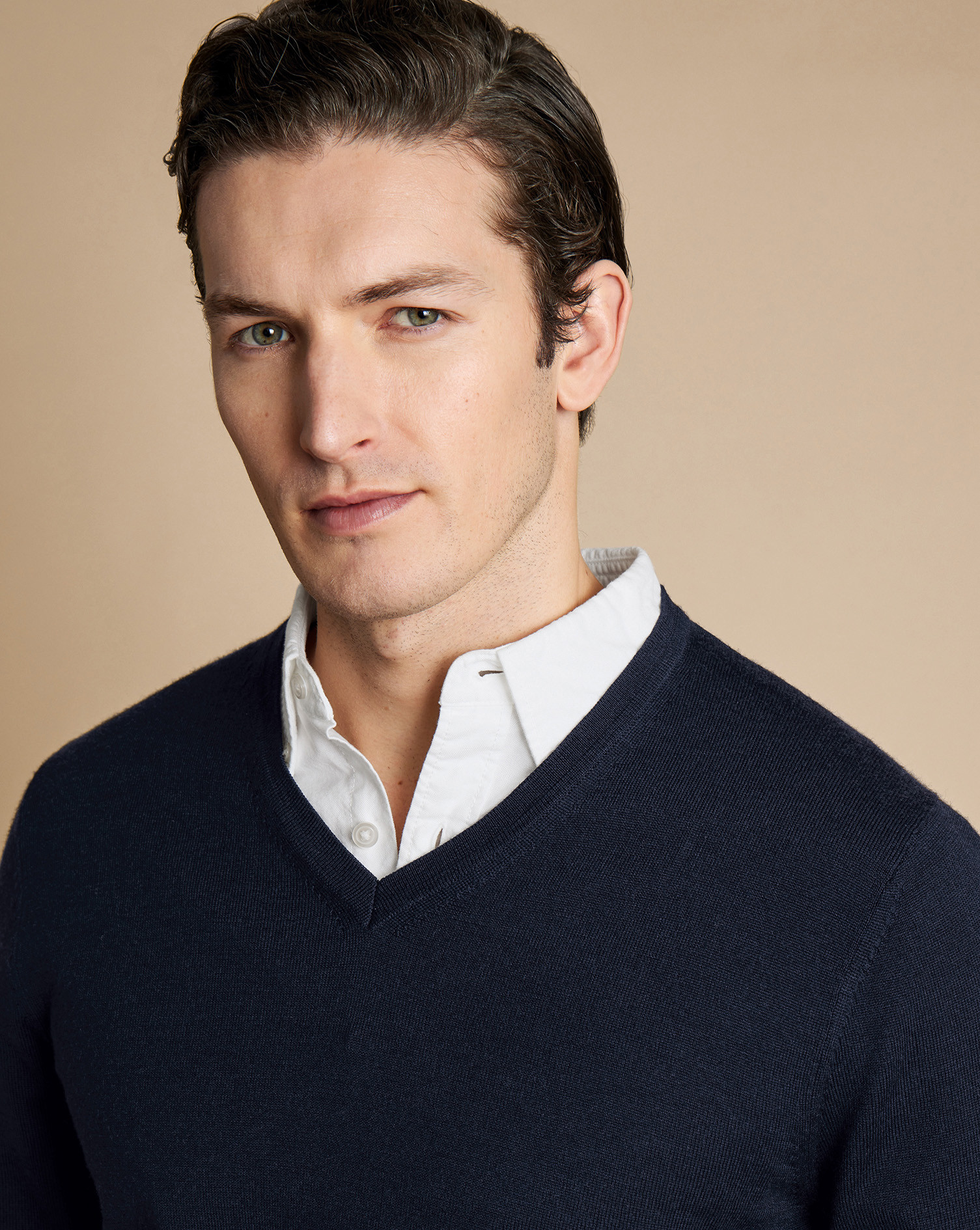 Merino V-Neck Jumper - Navy