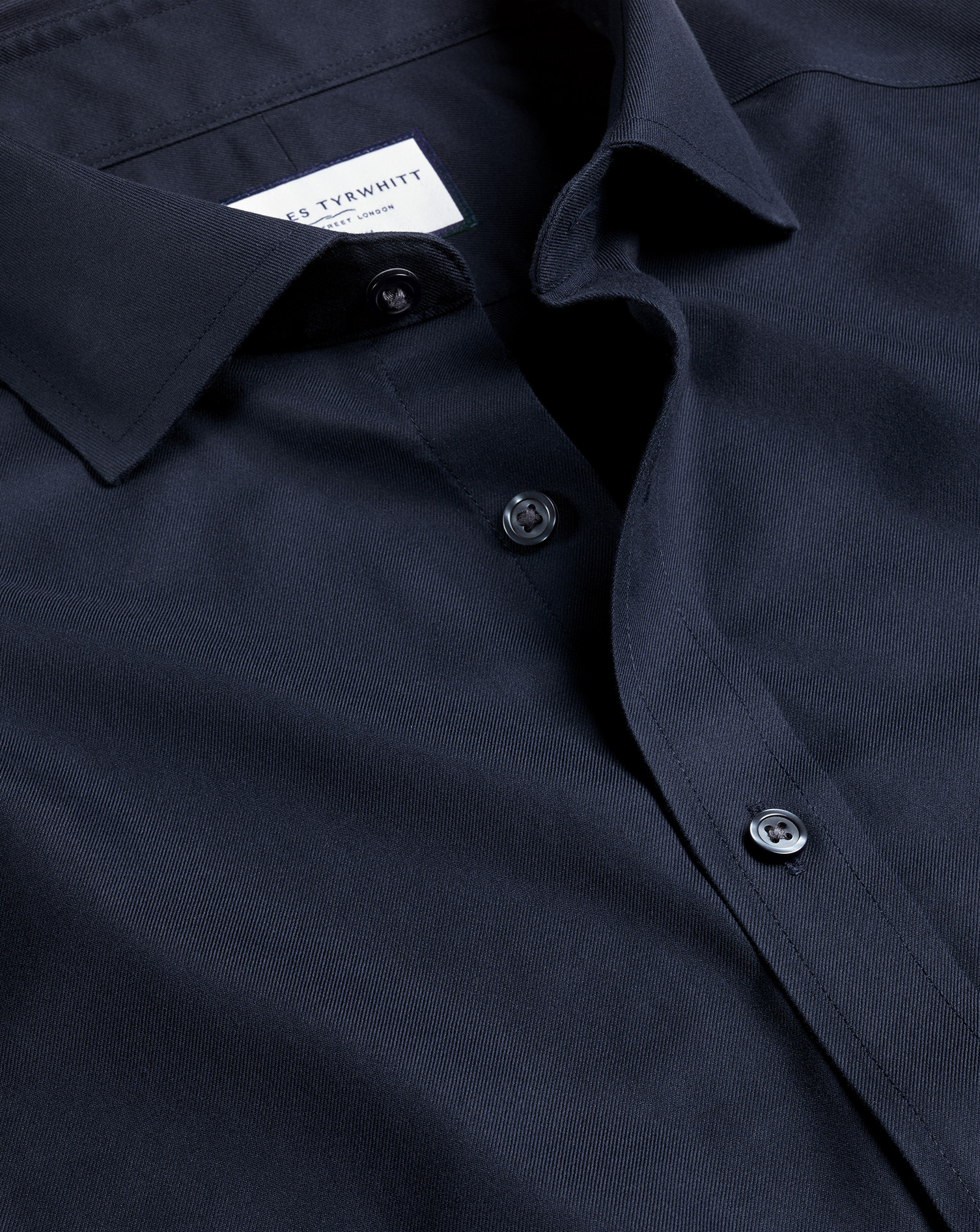 Charles Tyrwhitt Cutaway Collar Non-iron Twill Cotton Dress Shirt In Blue