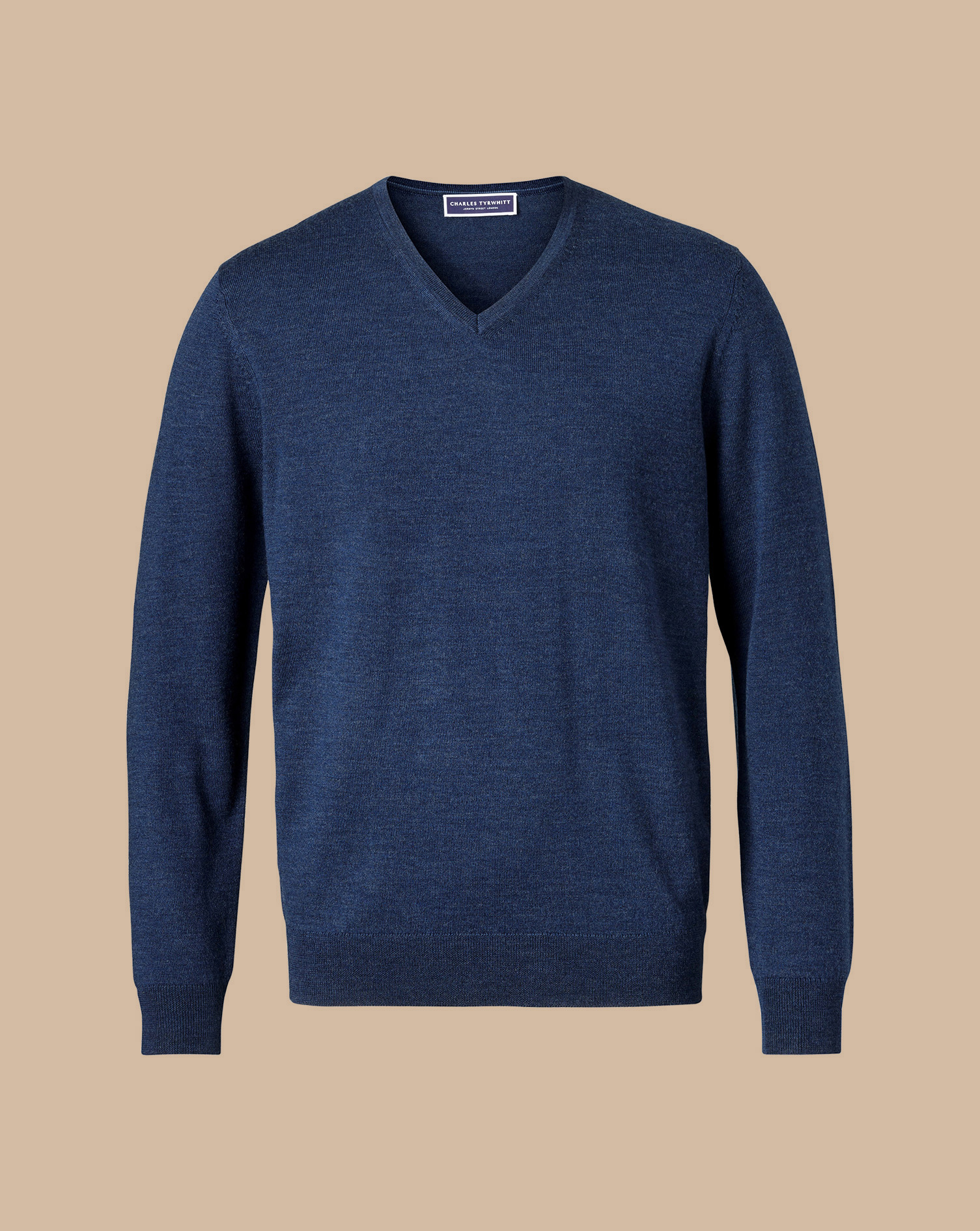 Merino V-Neck Jumper - Ink Blue