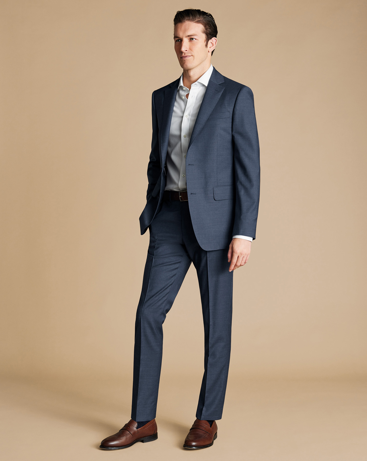 Italian Suit Trousers - Heather Blue