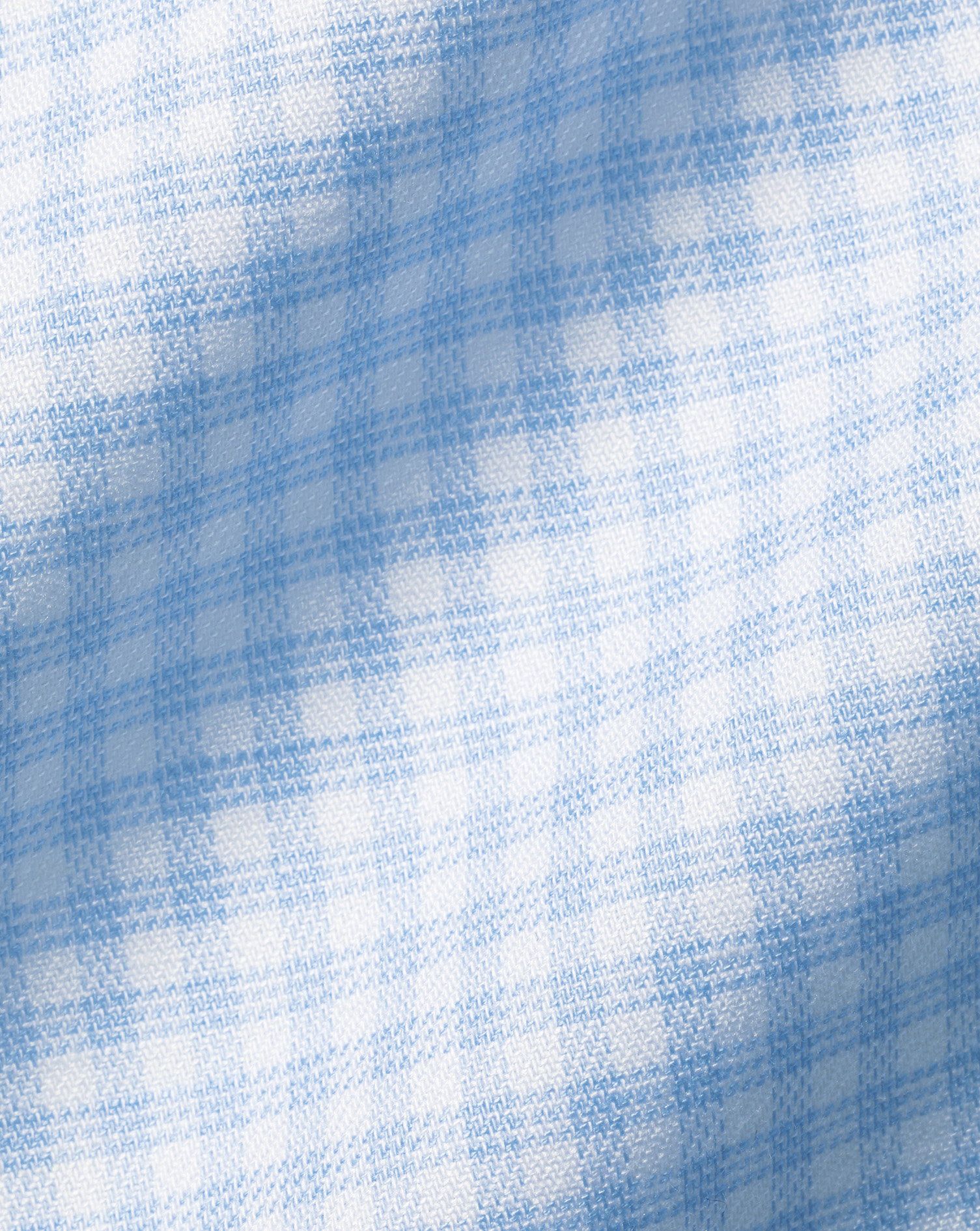 Semi-Cutaway Non-Iron Cotton Linen Shirt Check - Sky Blue