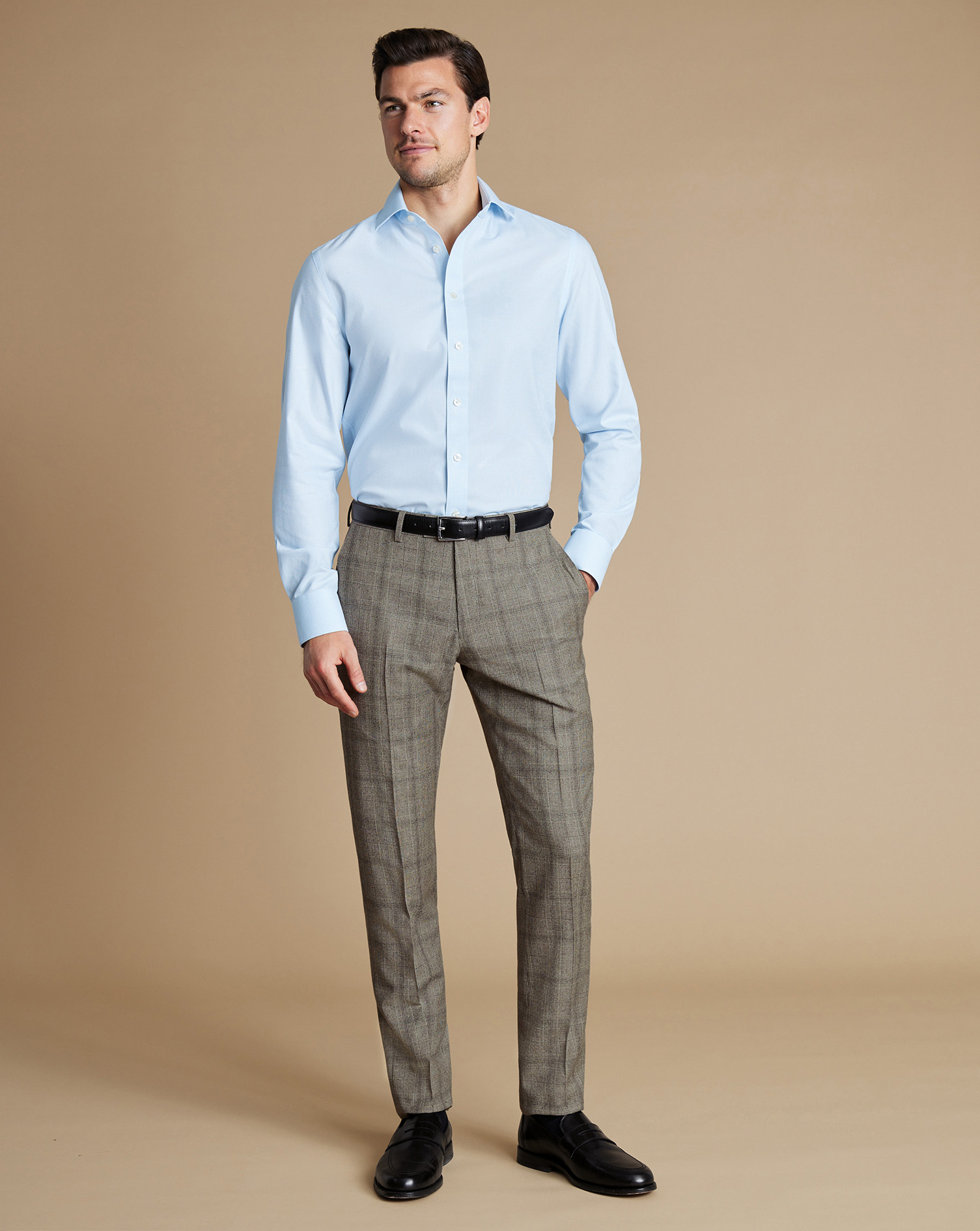 Ultimate Performance Check Suit Trousers - Cappuccino