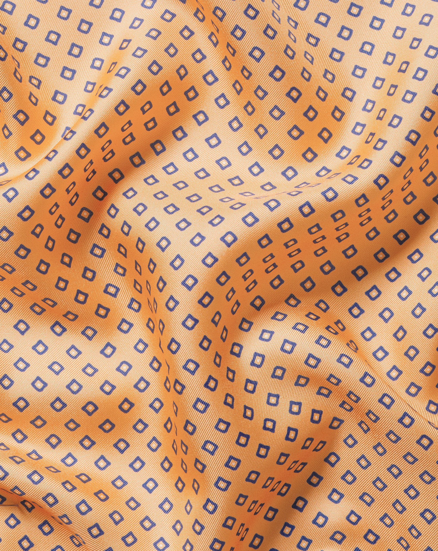 Geo Print Silk Pocket Square - Orange